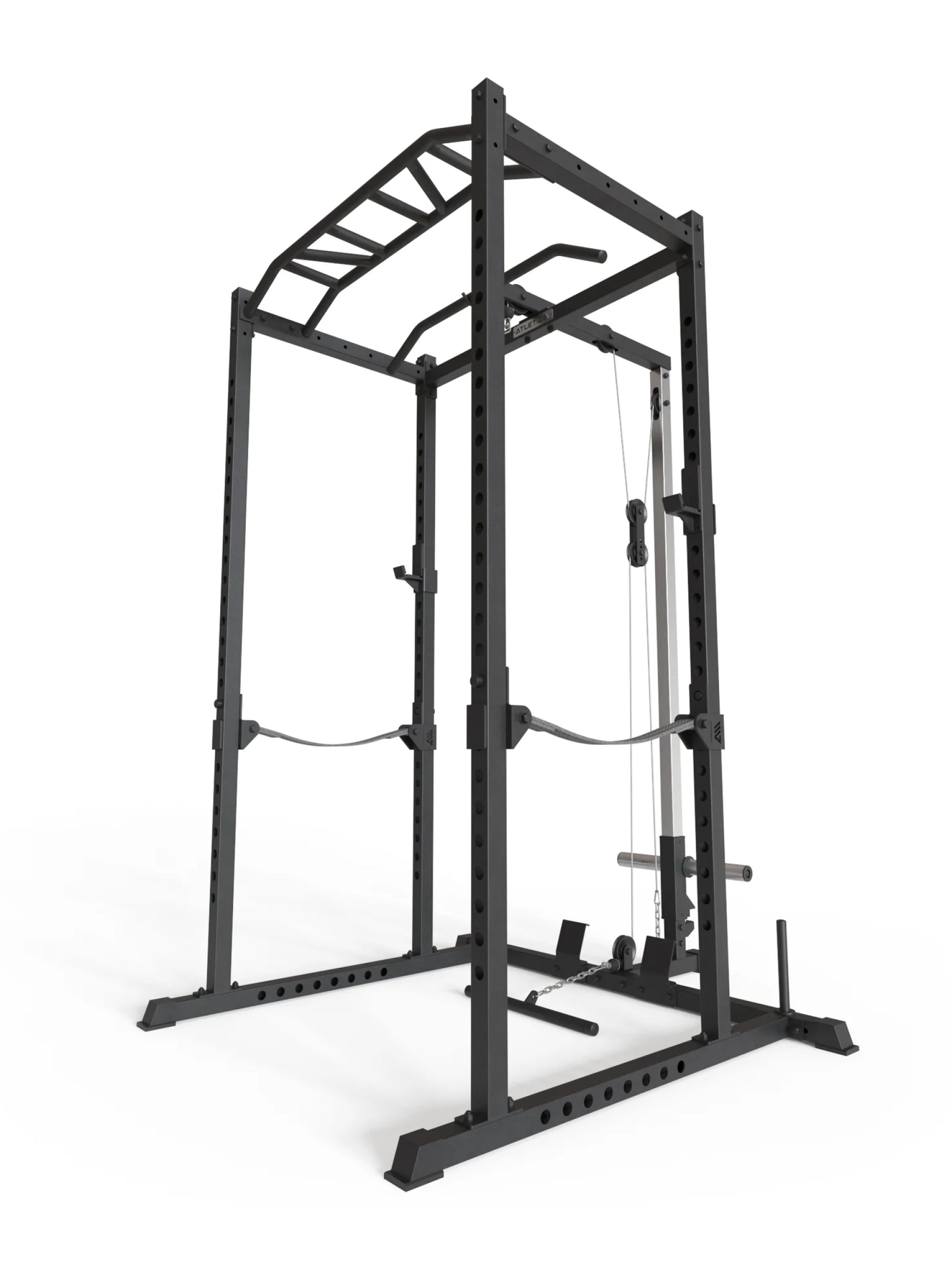 Power Rack mit Latzug Vega R5 Serie: Multi-Grip Pull-Up Bar, Pin-and-Pipe-Safeties, J-Hooks und Weight-Pins, ideal für Fitnesstraining mit Gewichten und Hantelbank, 