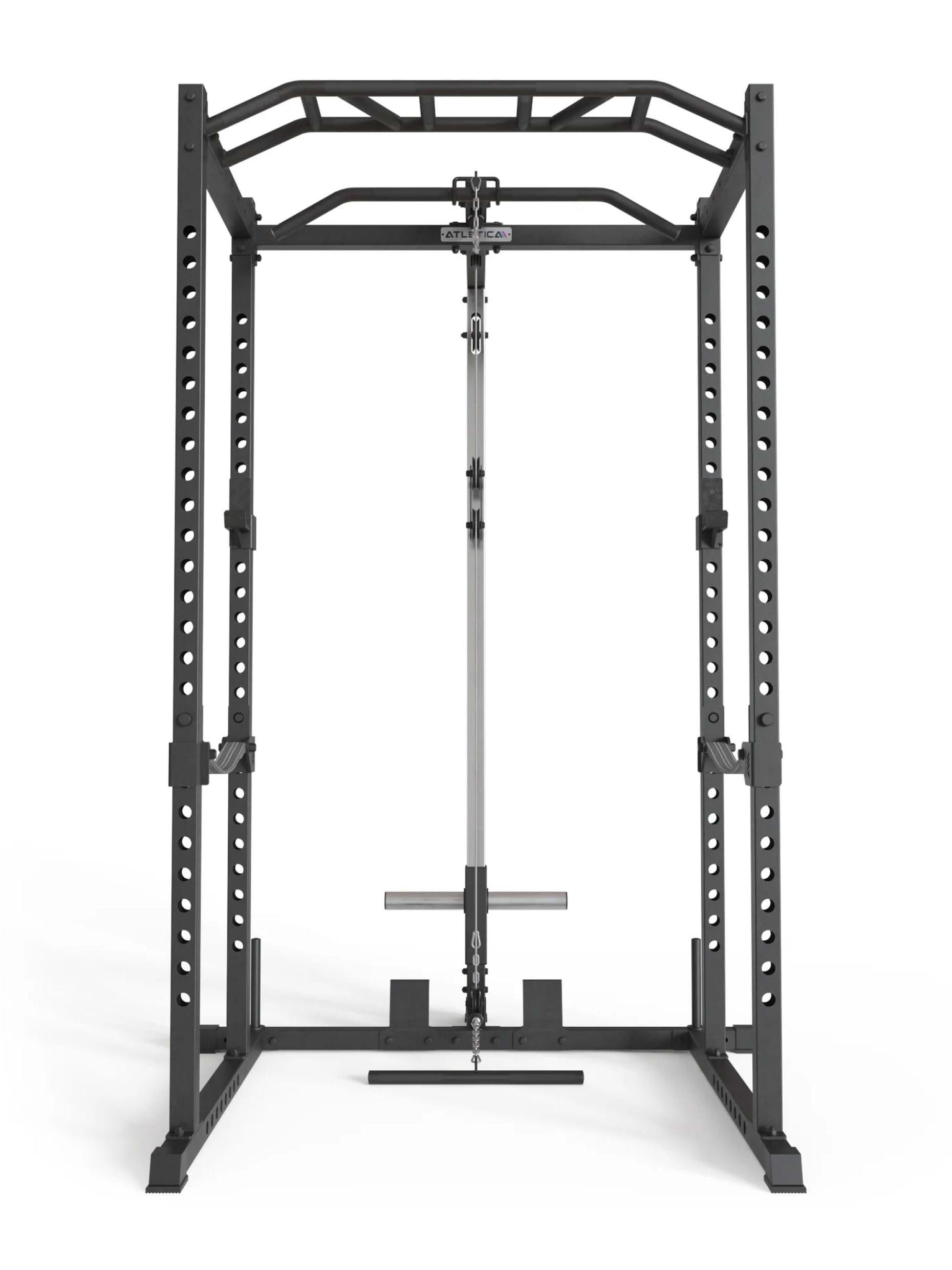 Power Rack Vega R5 Serie: Power Rack mit Latzug, Multi-Grip Pull-Up Bar, Pin-and-Pipe-Safeties, J-Hooks und Weight-Pins, ideal für Fitnesstraining mit Gewichten und Hantelbank,