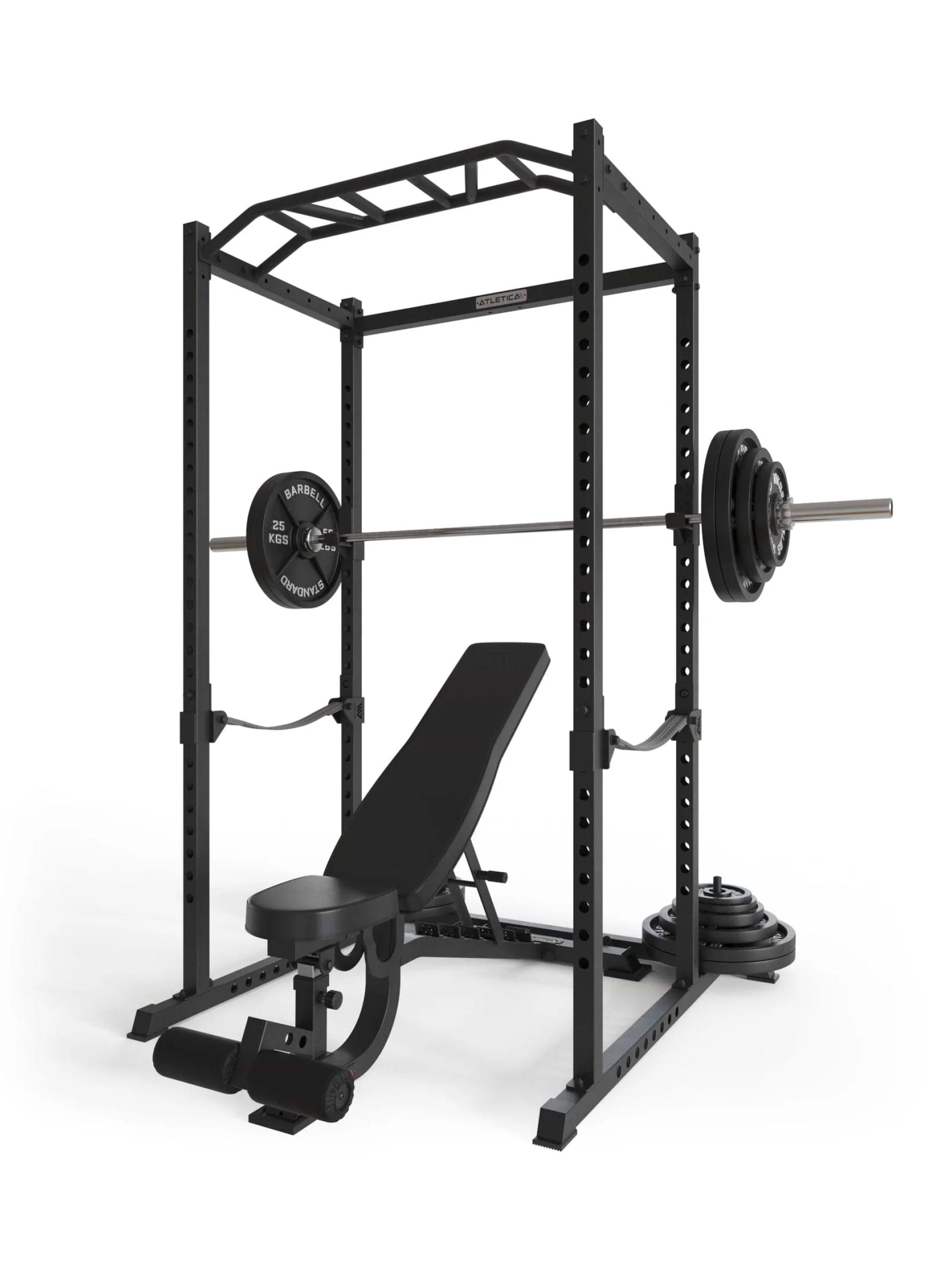 Power Cage R5 Base Käfig: Basiskäfig für Grundübungen, Multi-Grip Pull-Up Bar, Pin-and-Pipe-Safeties, J-Hooks und Gewichts-Pins, ideal für Fitnesstraining mit Hantelbank und Gewichten,