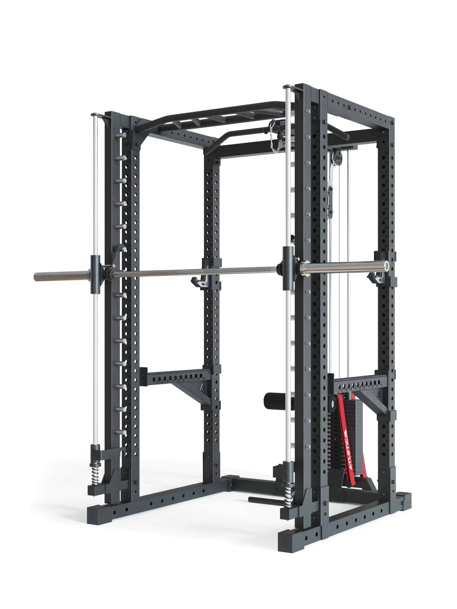 Power Rack R7-Daemon: Squat Rack mit Latzug und Smith Machine,