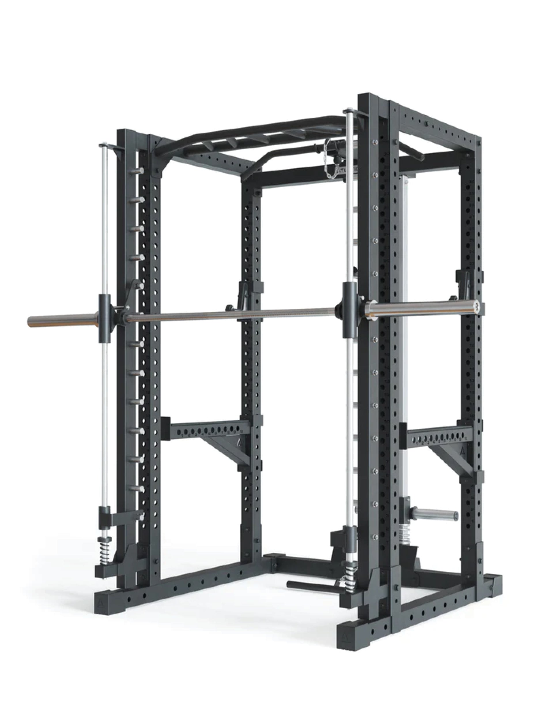 Power Rack R7-Forge: Squat Rack mit Smith Machine | Latzug & Langhantel | Smith kann optional vor oder hinter dem Rack angebracht werden, 
