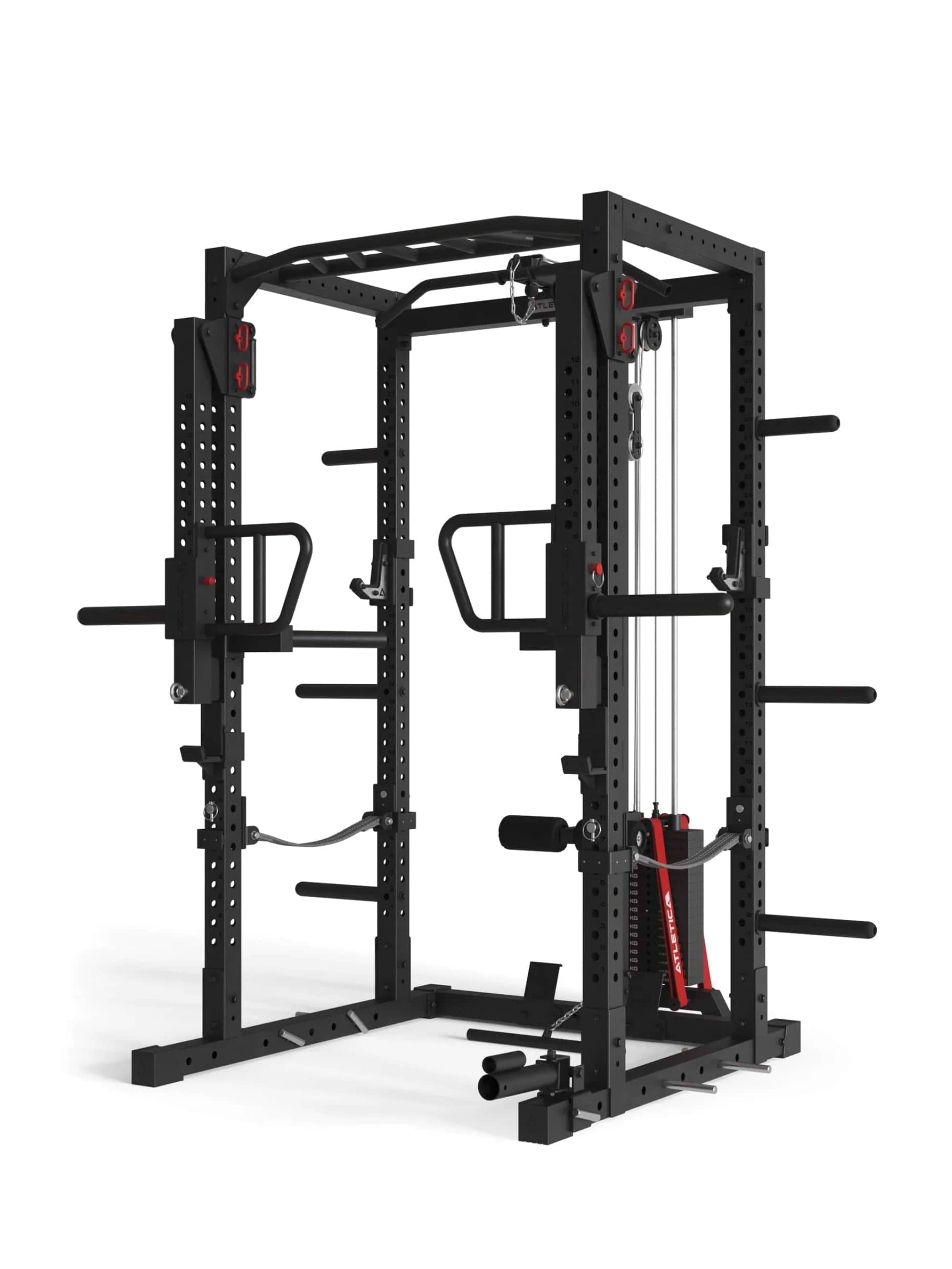 Power Cage R7-Helix: 90kg oder 120kg Stack Weight Squat Rack | Latzug & Jammer Arms,