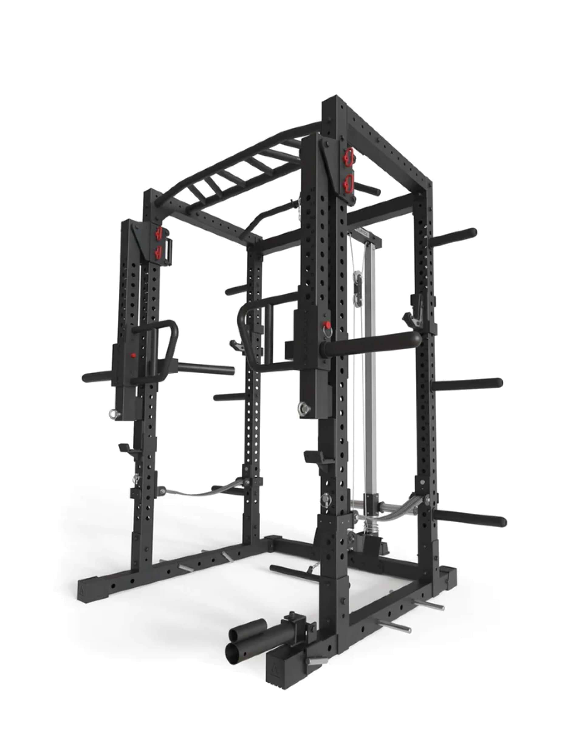 Power Rack R7-Raiden: Squat Rack mit Kabelzug | Jammer Arms | Safety Straps | Multi-Grip Klimmzugstange | Dip Station | J-Hooks, Weight Pins, Landmine | in zwei Höhen verfügbar,