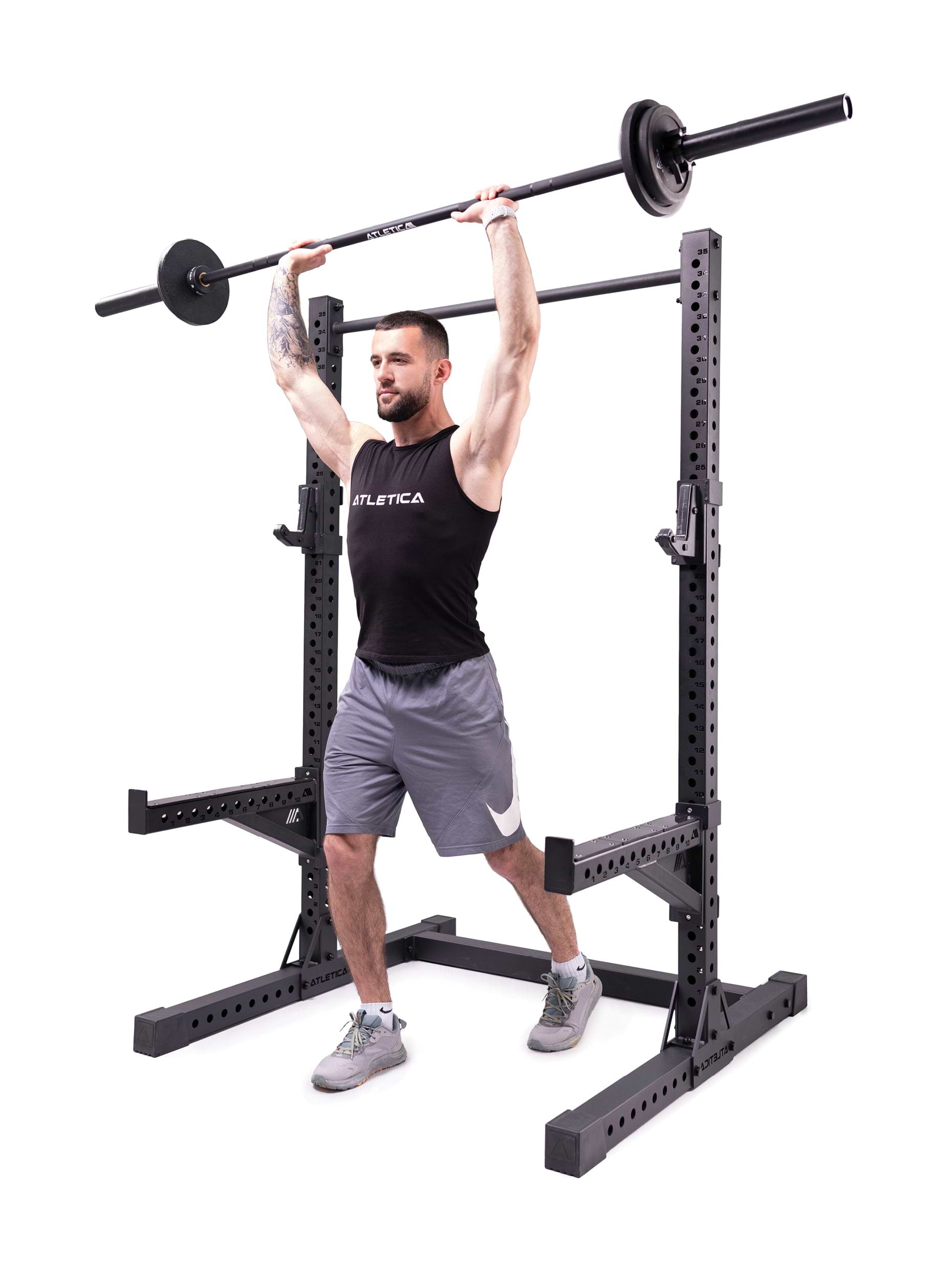 Power Rack, Squat Rack R7: Spotter Arms, weite J-Hooks inklusive
