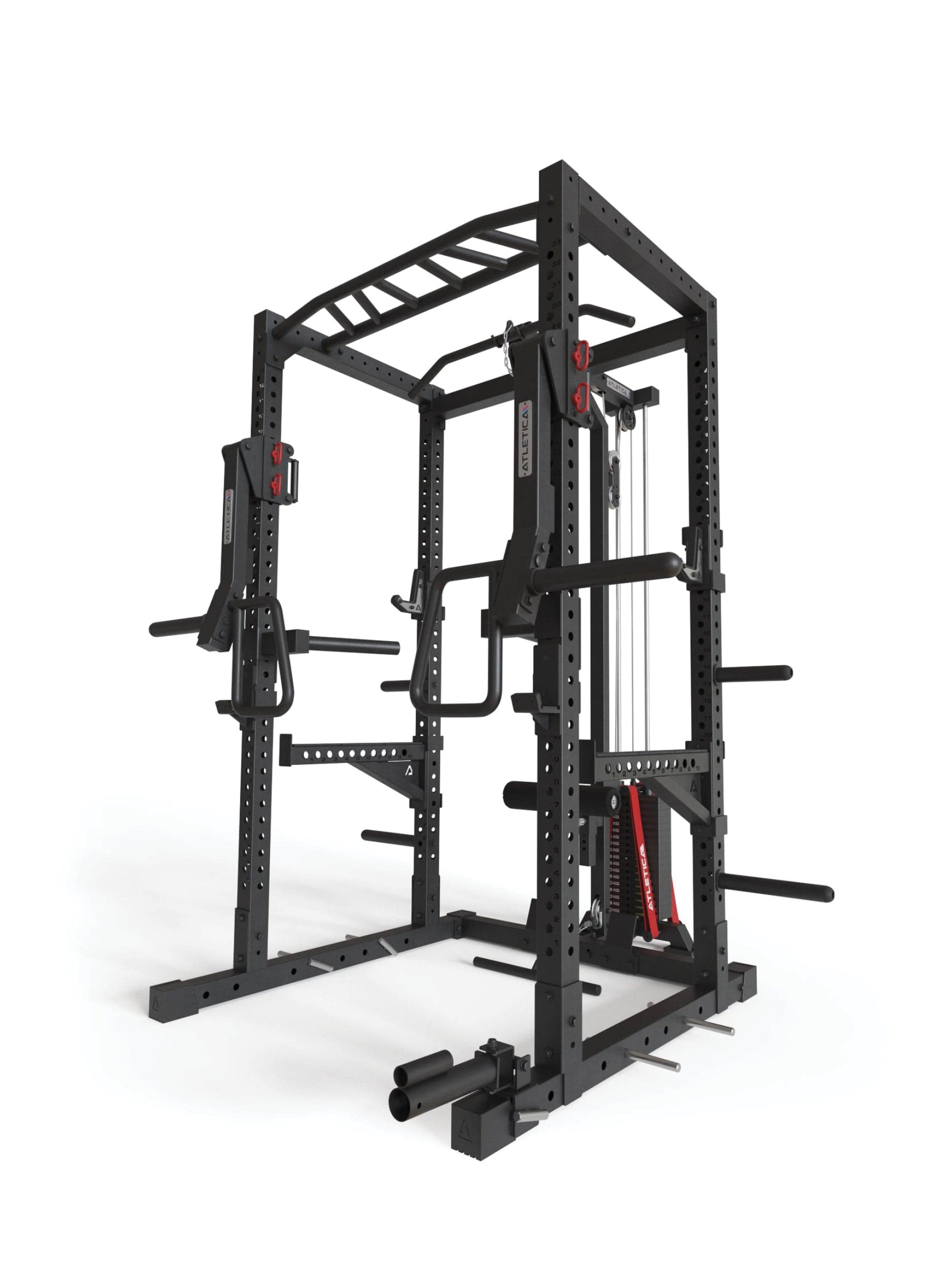Power Rack R7-Stryker: 90kg oder 120kg. Squat Rack | Latzug, Ruderstation & Jammer Arms | Spotter Arms & Dip Station | J-Hooks Landmine| Weight Pins & Band Pegs | in zwei Höhen verfügbar, 