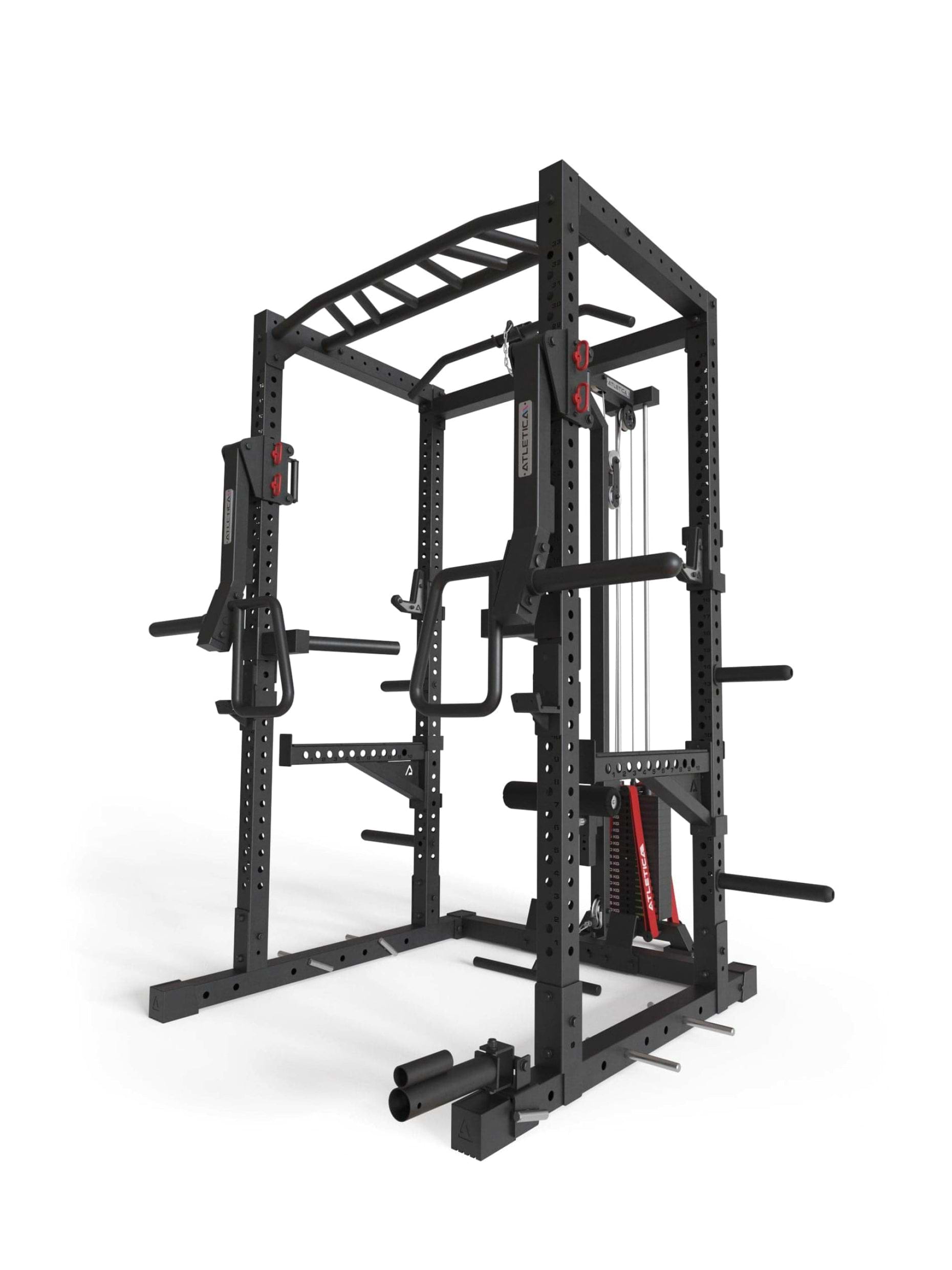Power Rack R7-Stryker: 90kg oder 120kg. Squat Rack | Latzug, Ruderstation & Jammer Arms | Spotter Arms & Dip Station | J-Hooks Landmine| Weight Pins & Band Pegs | in zwei Höhen verfügbar,