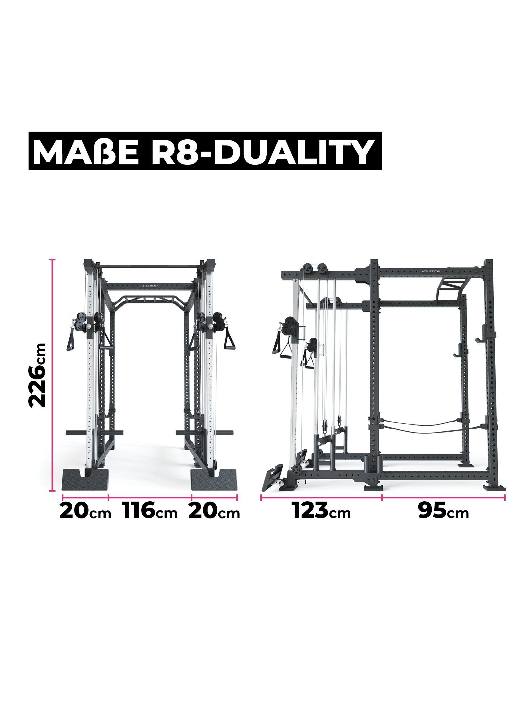 Power Rack R8-Duality: Squat Rack mit Kabelzug und 2x Klimmzugstange 