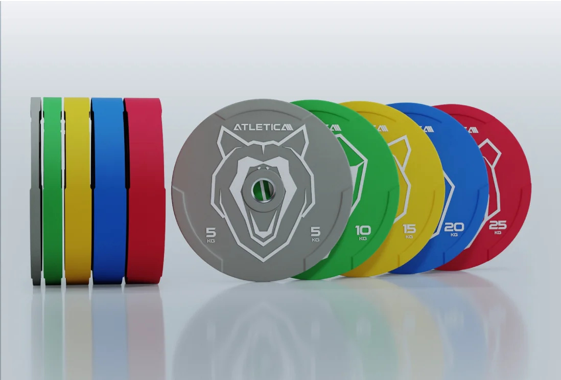 Animal Bumper Plates mit einheitlichem Durchmesser (450 mm) und Farbcodierung nach internationalem IWF-Standard