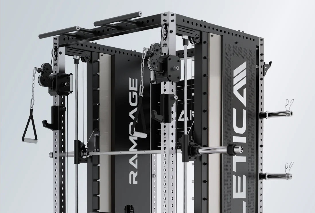 Rampage Kraftstation mit Aluminium-Bar mit präzisem, schweißresistentem CNC-Knurling