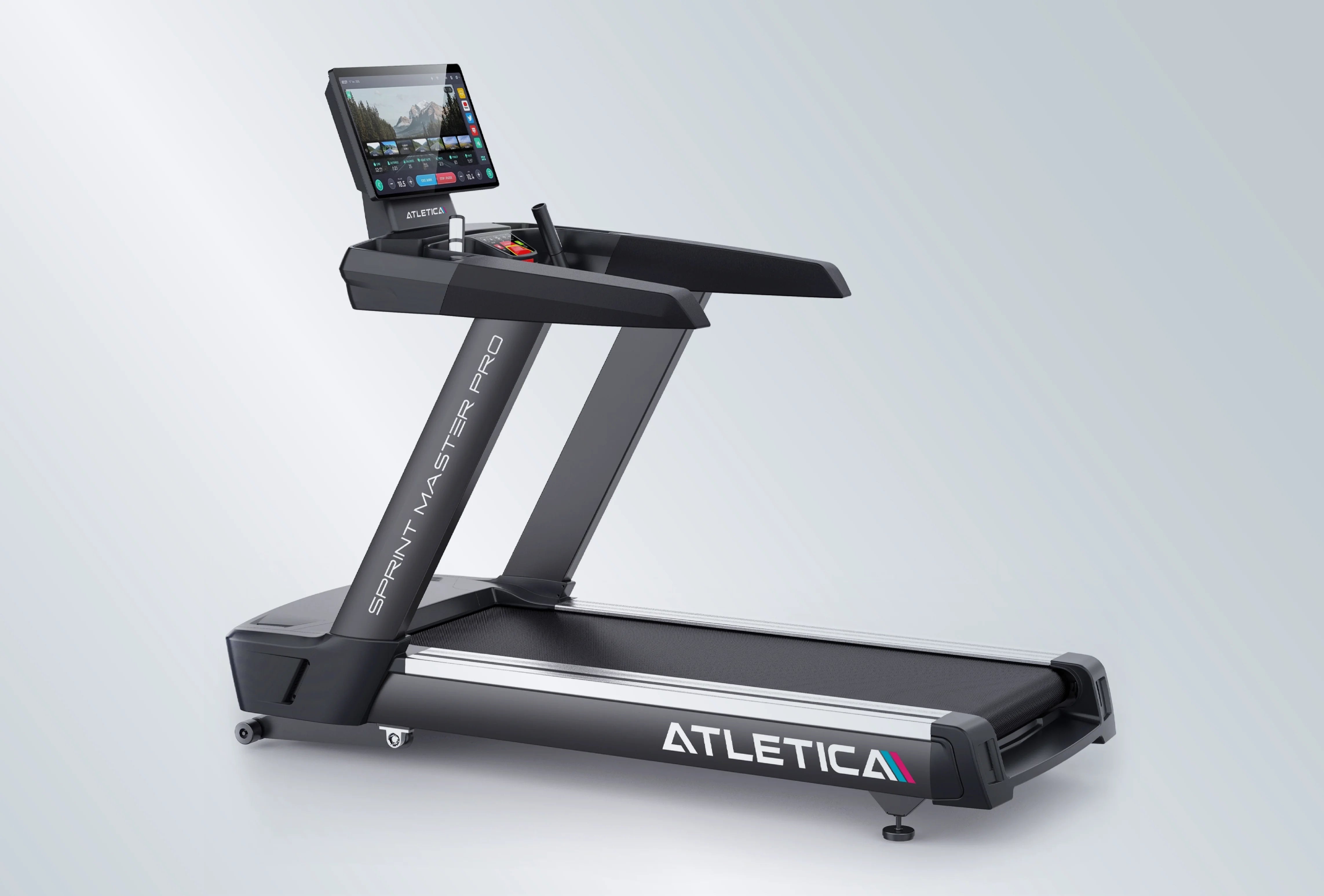 Sprintmaster Pro Laufband: Leistungsfähiger 6 PS AC Motor erreicht Spitzengeschwindigkeiten bis zu 25 km/h für intensives Intervalltraining