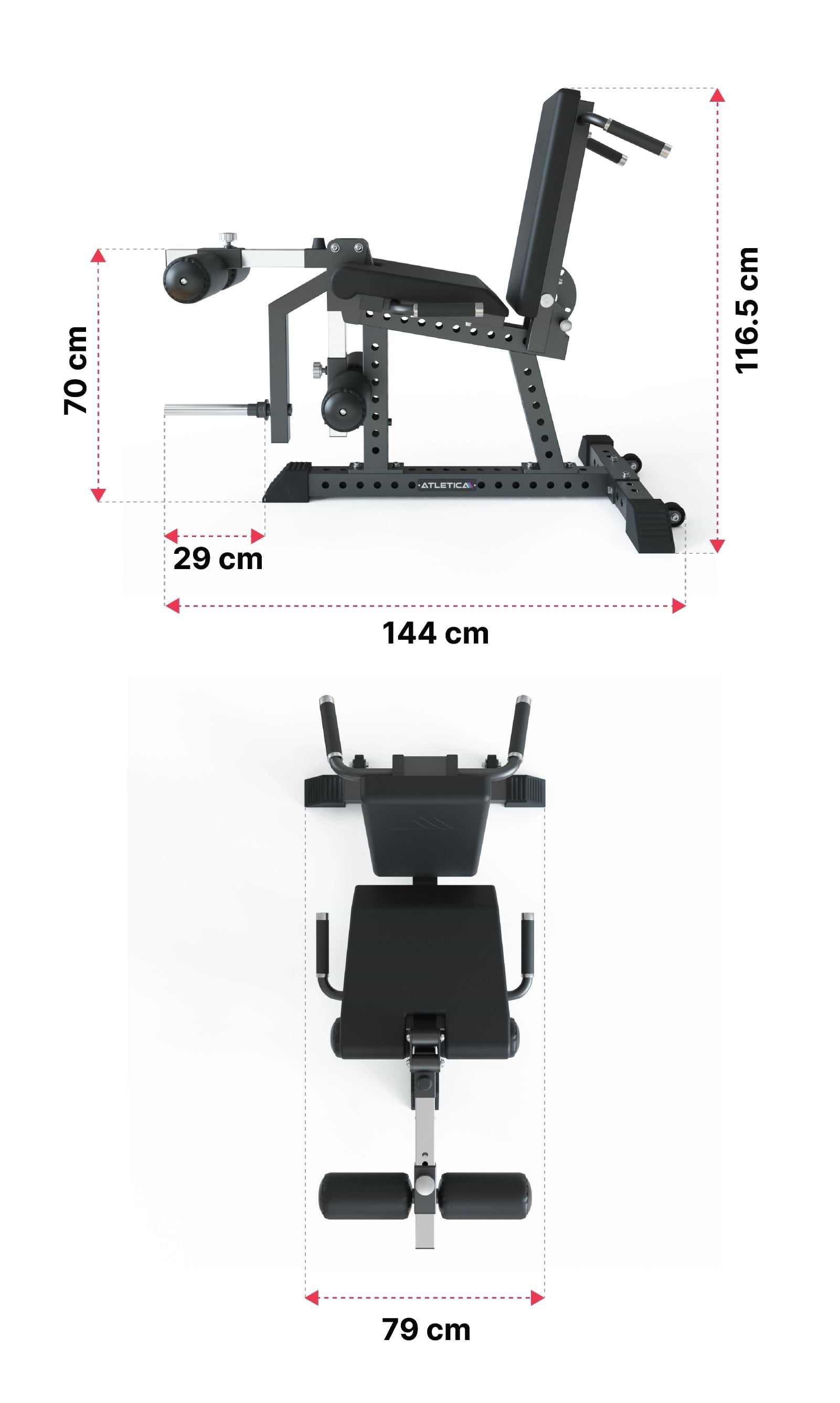 Quadriga Beinbeuger und Beinstrecker: Dimensionen