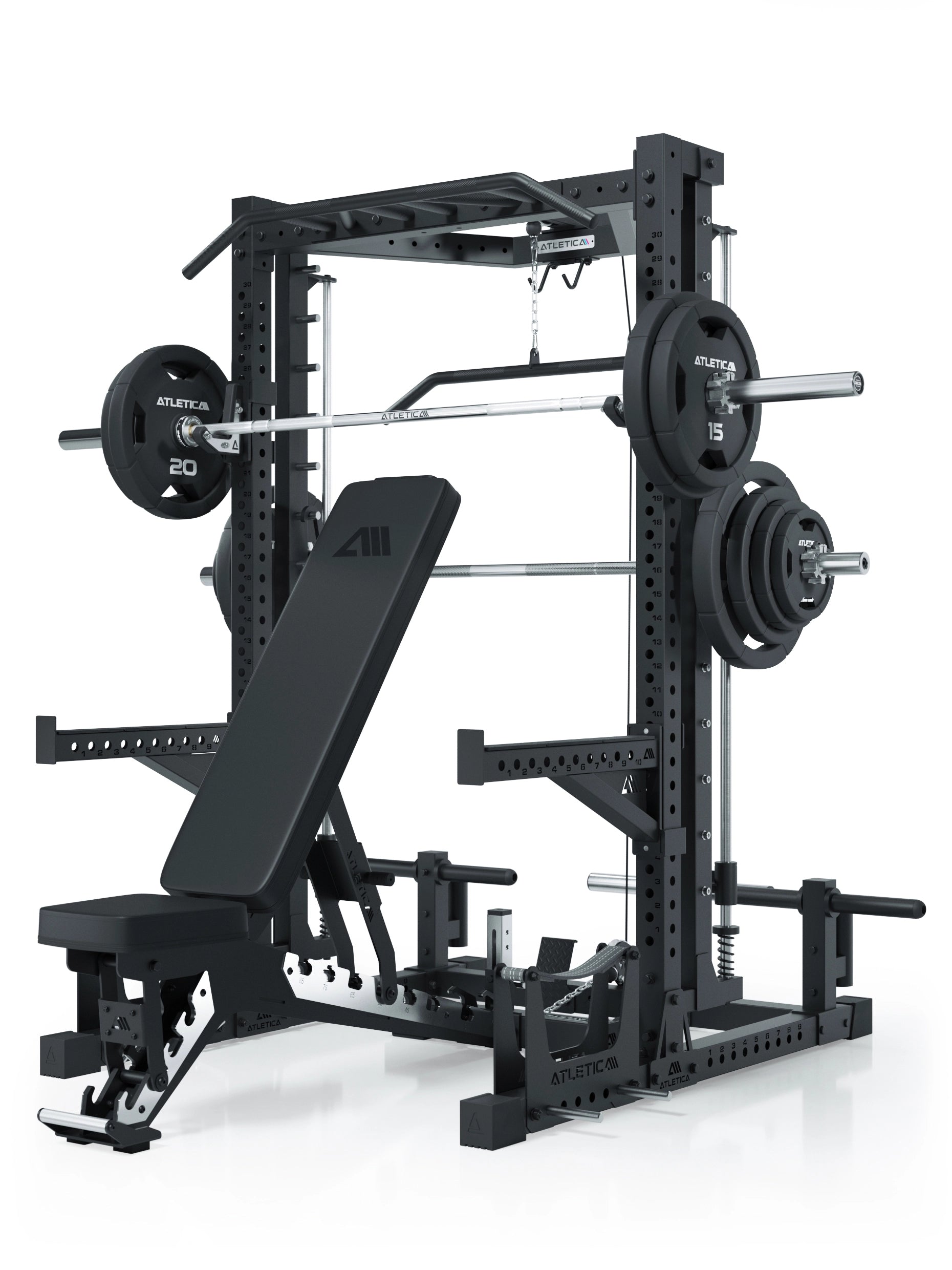 ATLETICA R7 Squat Rack mit Latzug und Multipresse Nemesis 70x70 Uprights R7 Serie 
