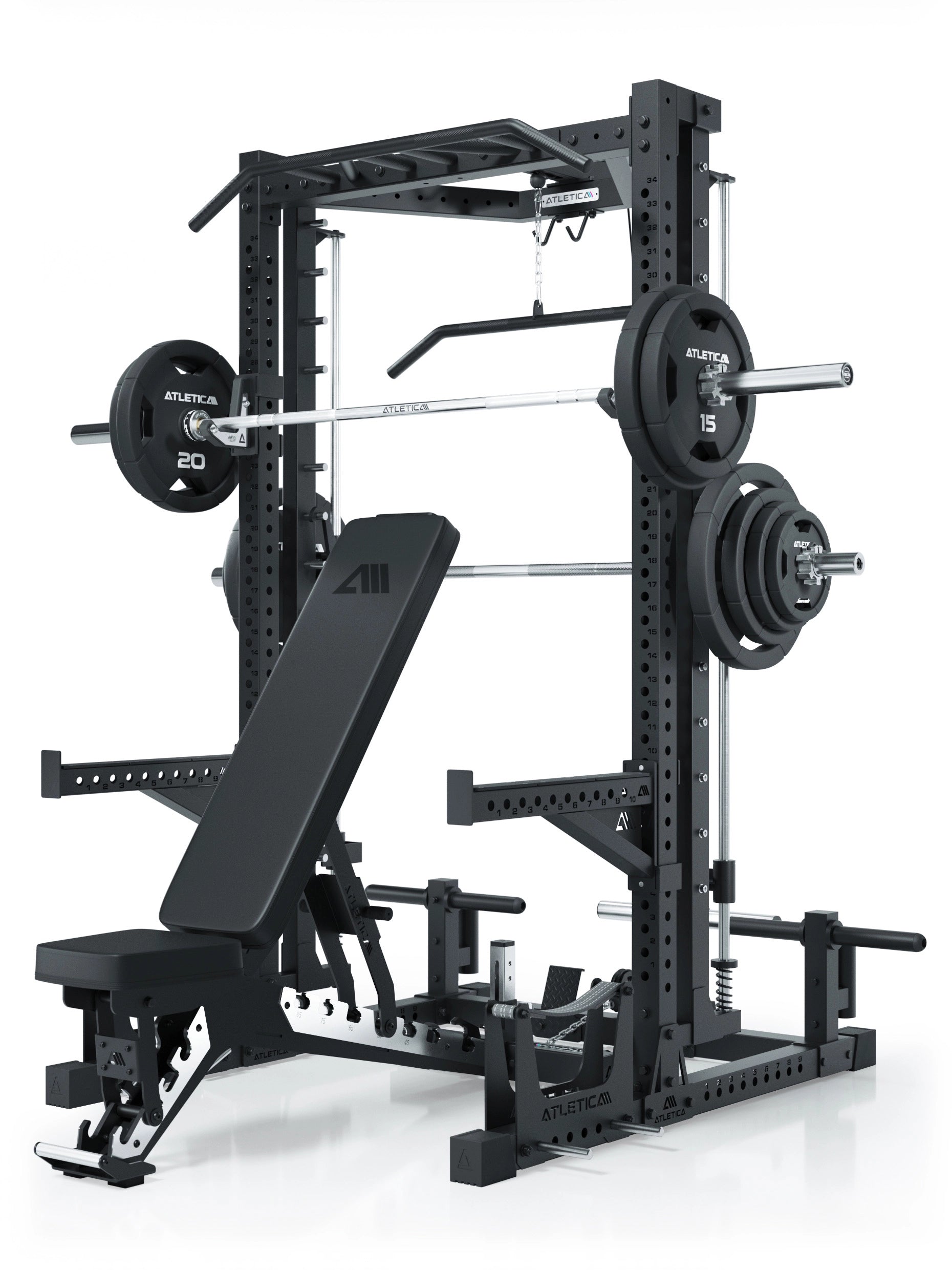 ATLETICA R7 Squat Rack mit Latzug und Multipresse Nemesis 70x70 Uprights R7 Serie 