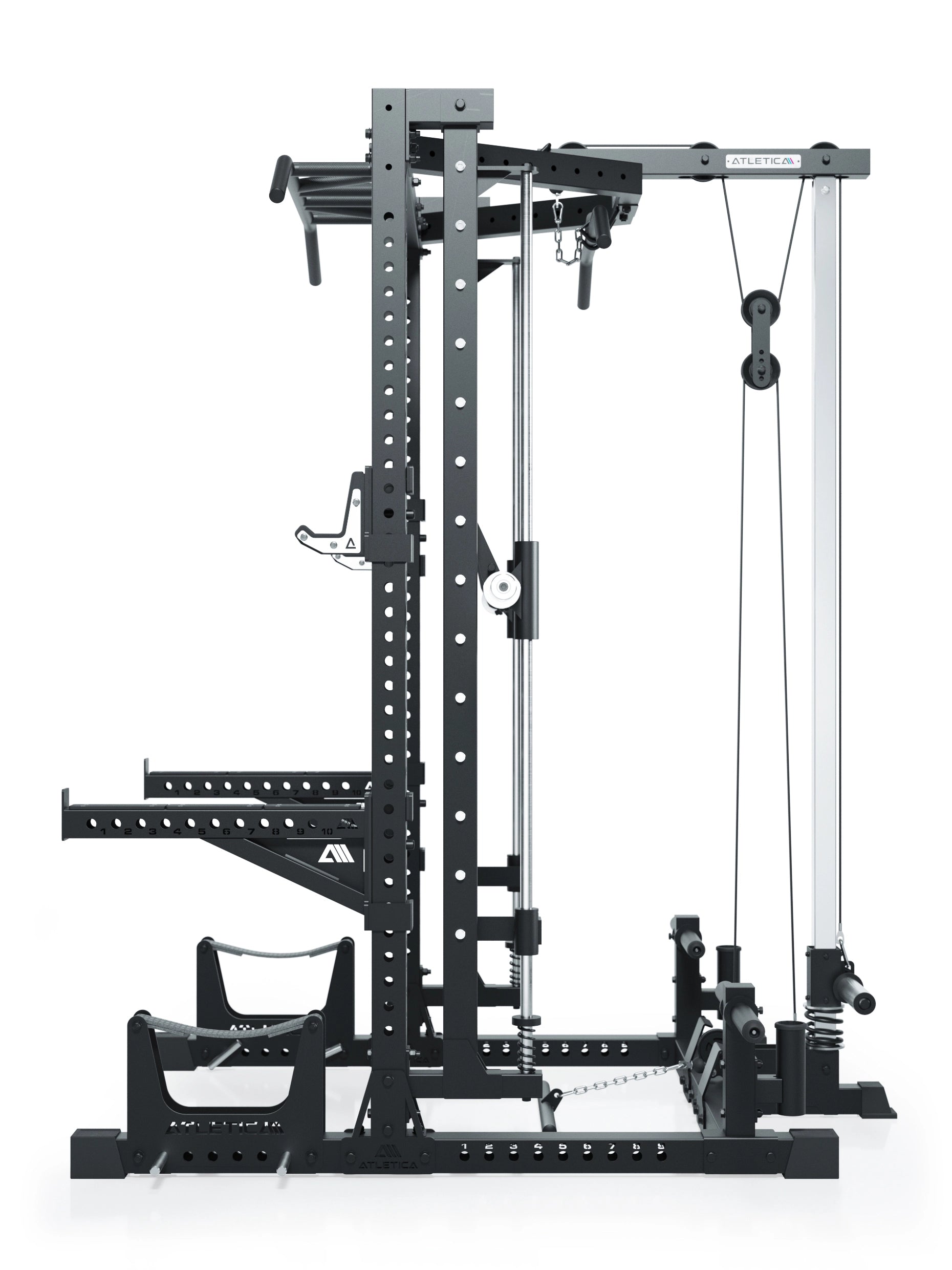 ATLETICA R7 Squat Rack mit Latzug und Multipresse Nemesis 70x70 Uprights R7 Serie 