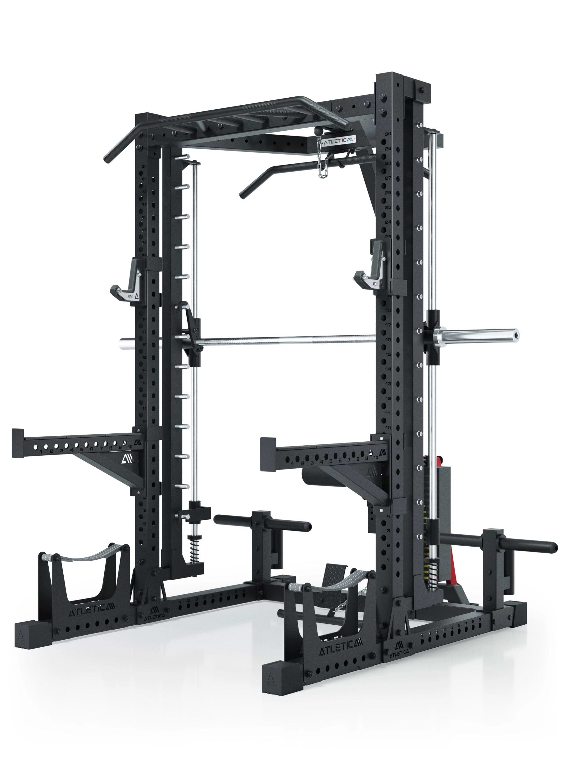 ATLETICA R7 Squat Rack mit Multipresse und 125kg Latzug Nemesis 70x70 Uprights R7 Serie #size_203-cm
