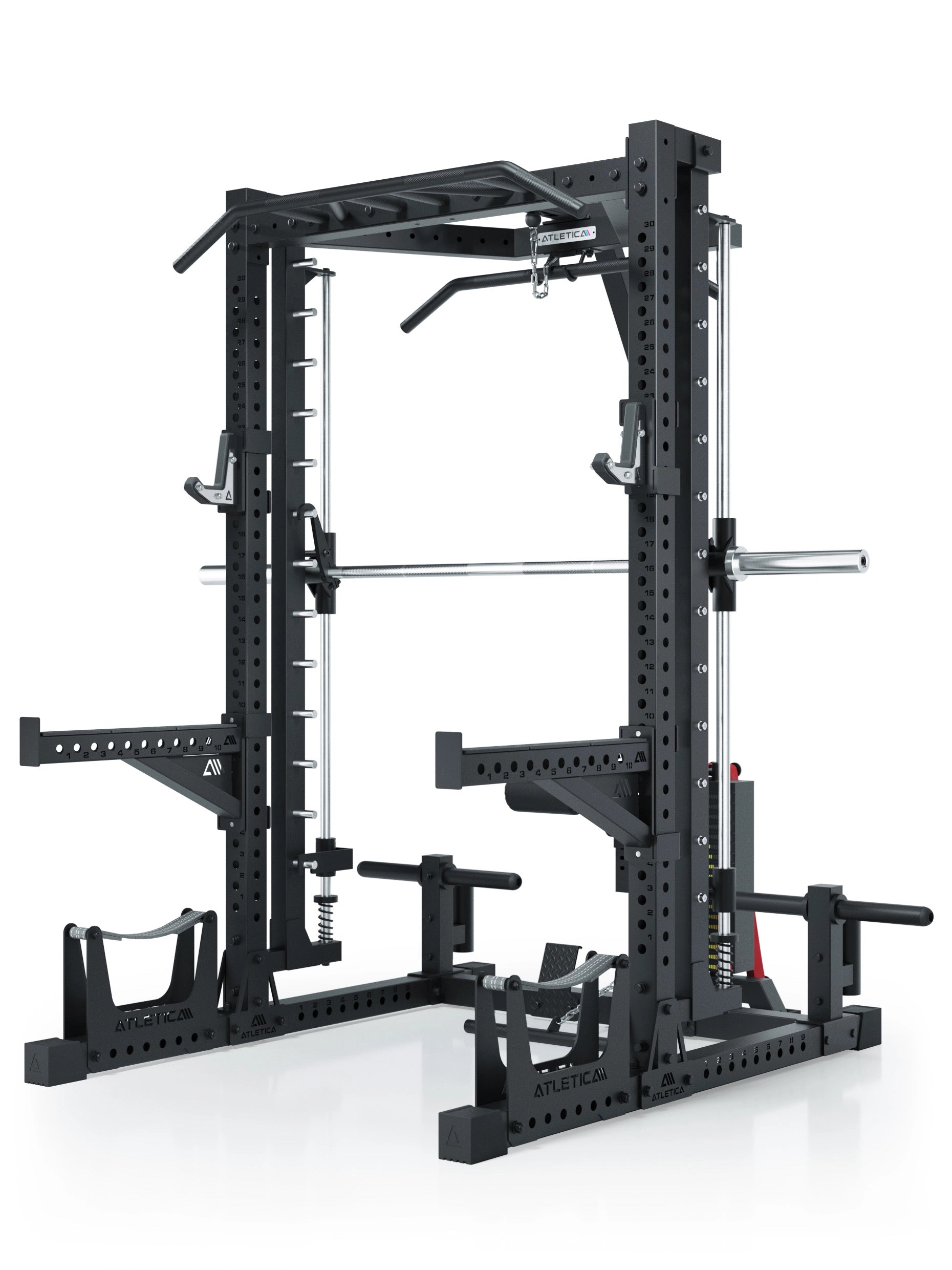 ATLETICA R7 Squat Rack mit Multipresse und 125kg Latzug Nemesis 70x70 Uprights R7 Serie #size_203-cm