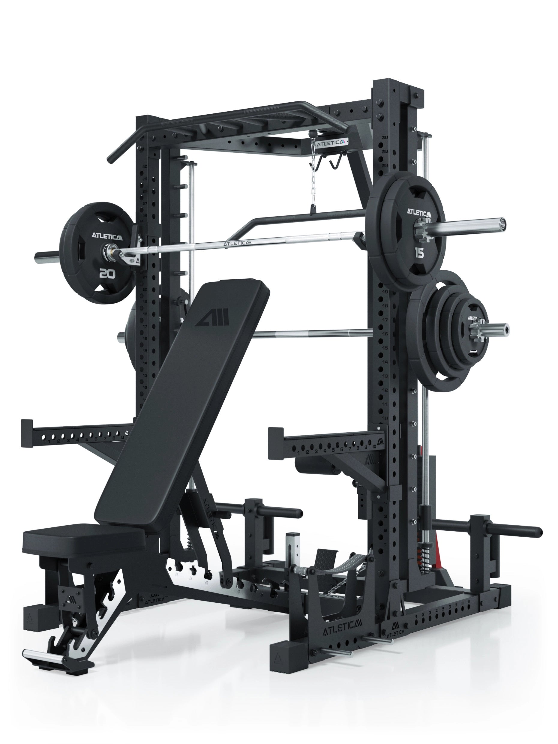 Nemesis Squat Rack mit Multipresse und 125kg Latzug 70x70 Uprights R7 Serie 