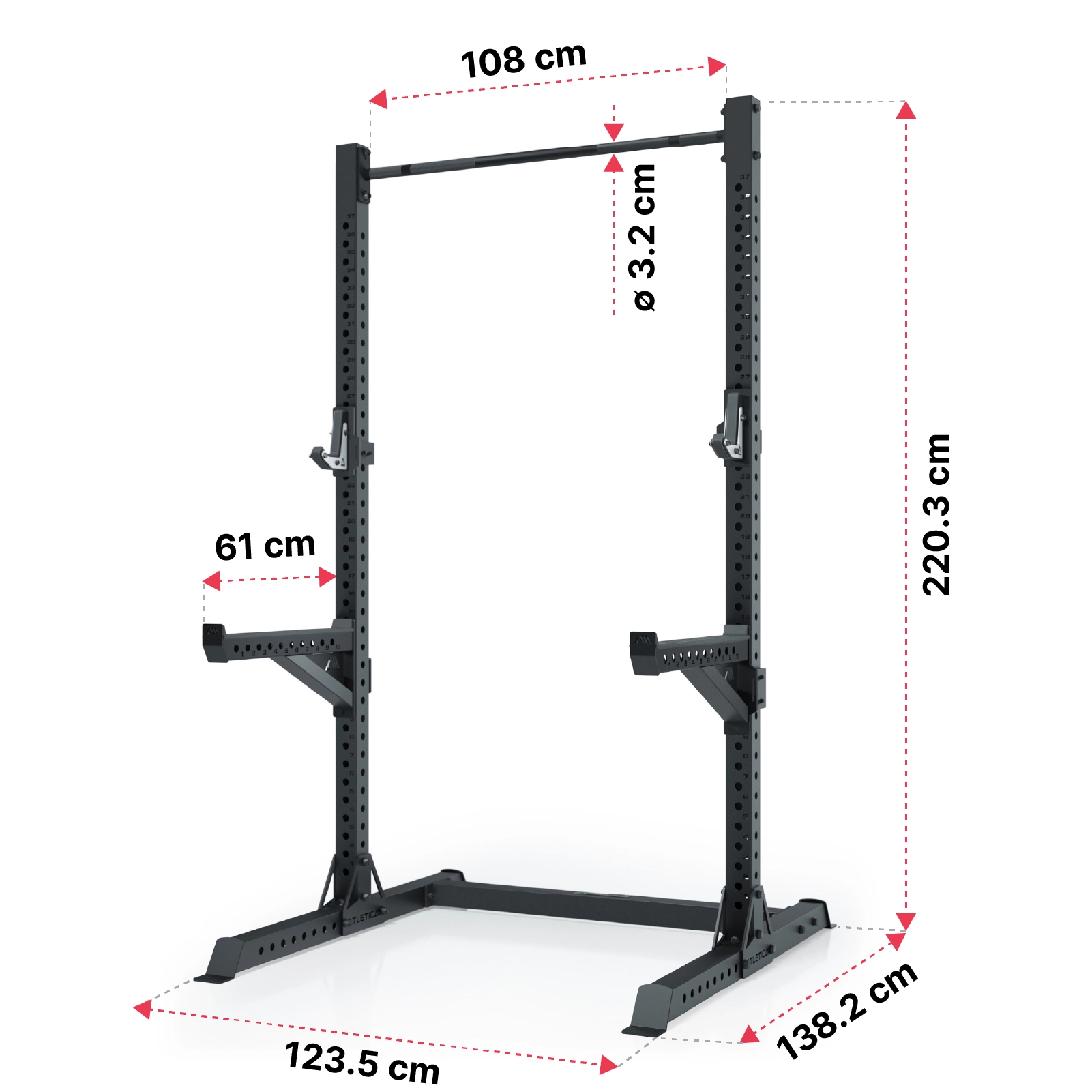 R7 Outdoor Squat Rack: Dimensionen
