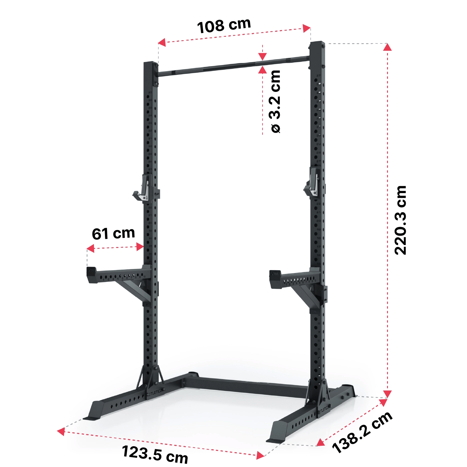R7 Outdoor Squat Rack: Dimensionen