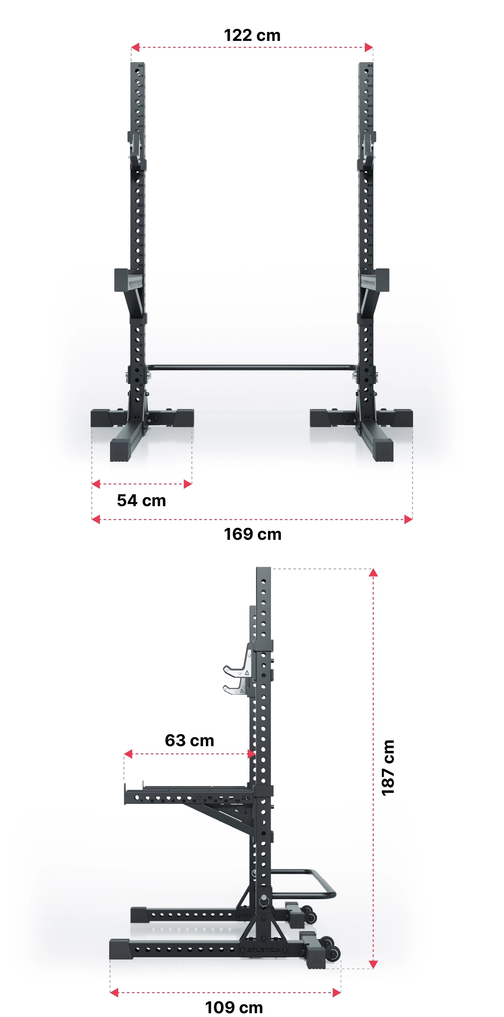 R7 Squat Rack: Dimensionen