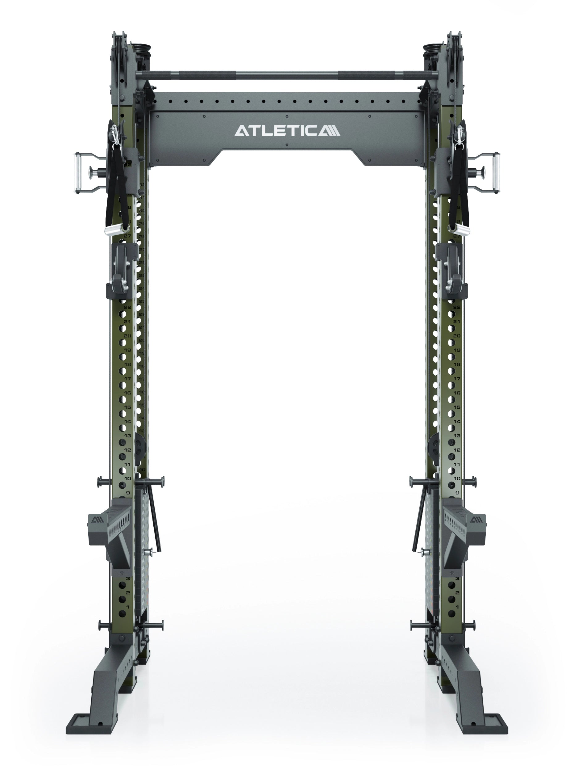 Power Rack R8-Bradley Kabelzug Station: Power Rack mit Seilzug und 2x90kg seitlichen Gewichtsblocks | Modular ausbaubar mit Multipresse und Jammer Arms | 