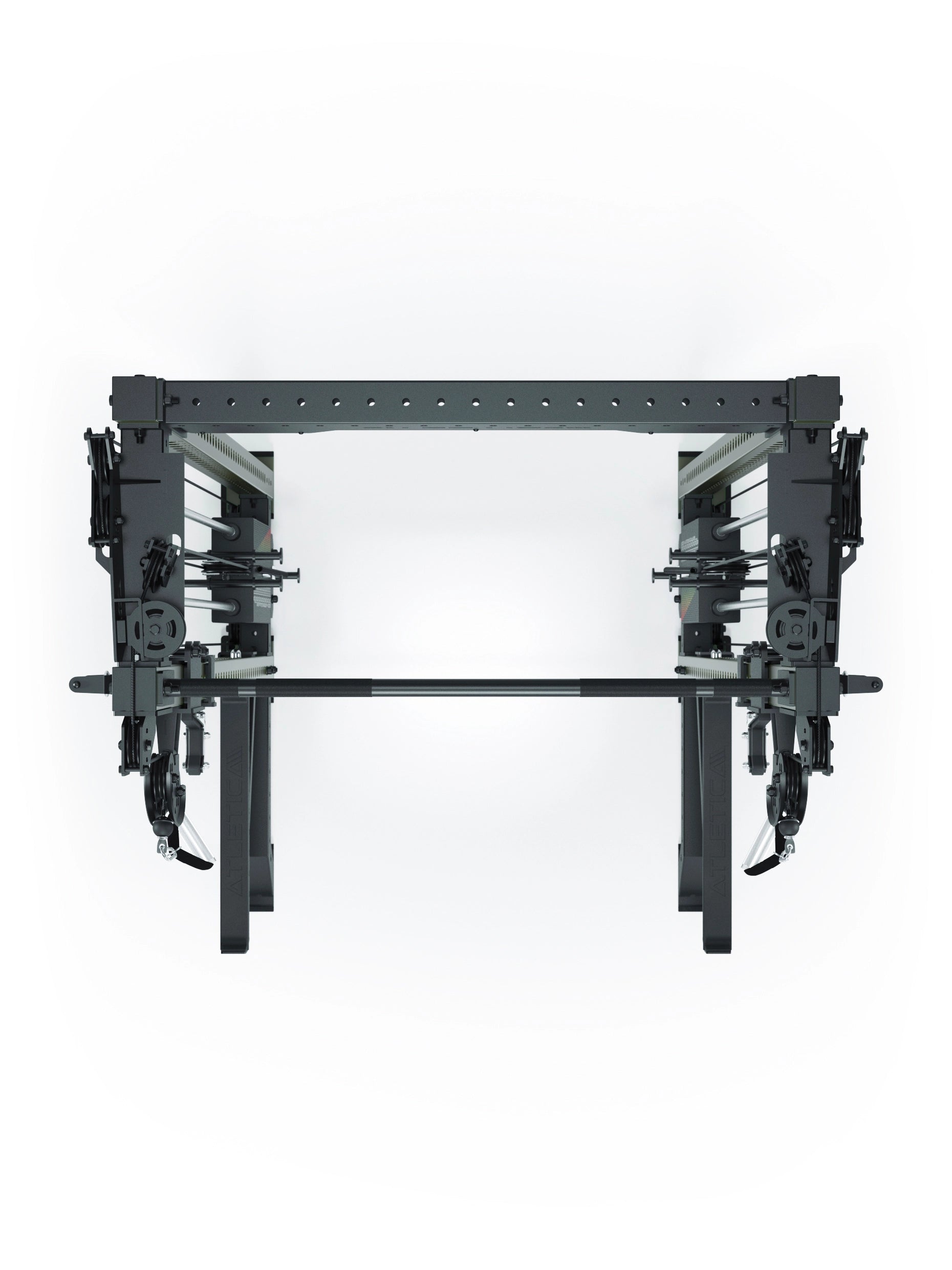 Power Rack R8-Bradley Kabelzug Station: Power Rack mit Seilzug und 2x90kg seitlichen Gewichtsblocks | Modular ausbaubar mit Multipresse und Jammer Arms | 