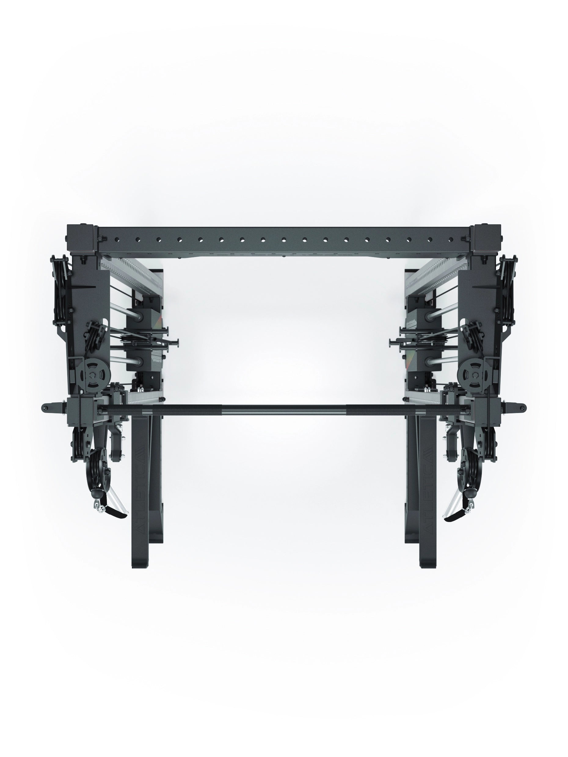 Power Rack R8-Bradley Kabelzug Station: Power Rack mit Seilzug und 2x90kg seitlichen Gewichtsblocks | Modular ausbaubar mit Multipresse und Jammer Arms | 