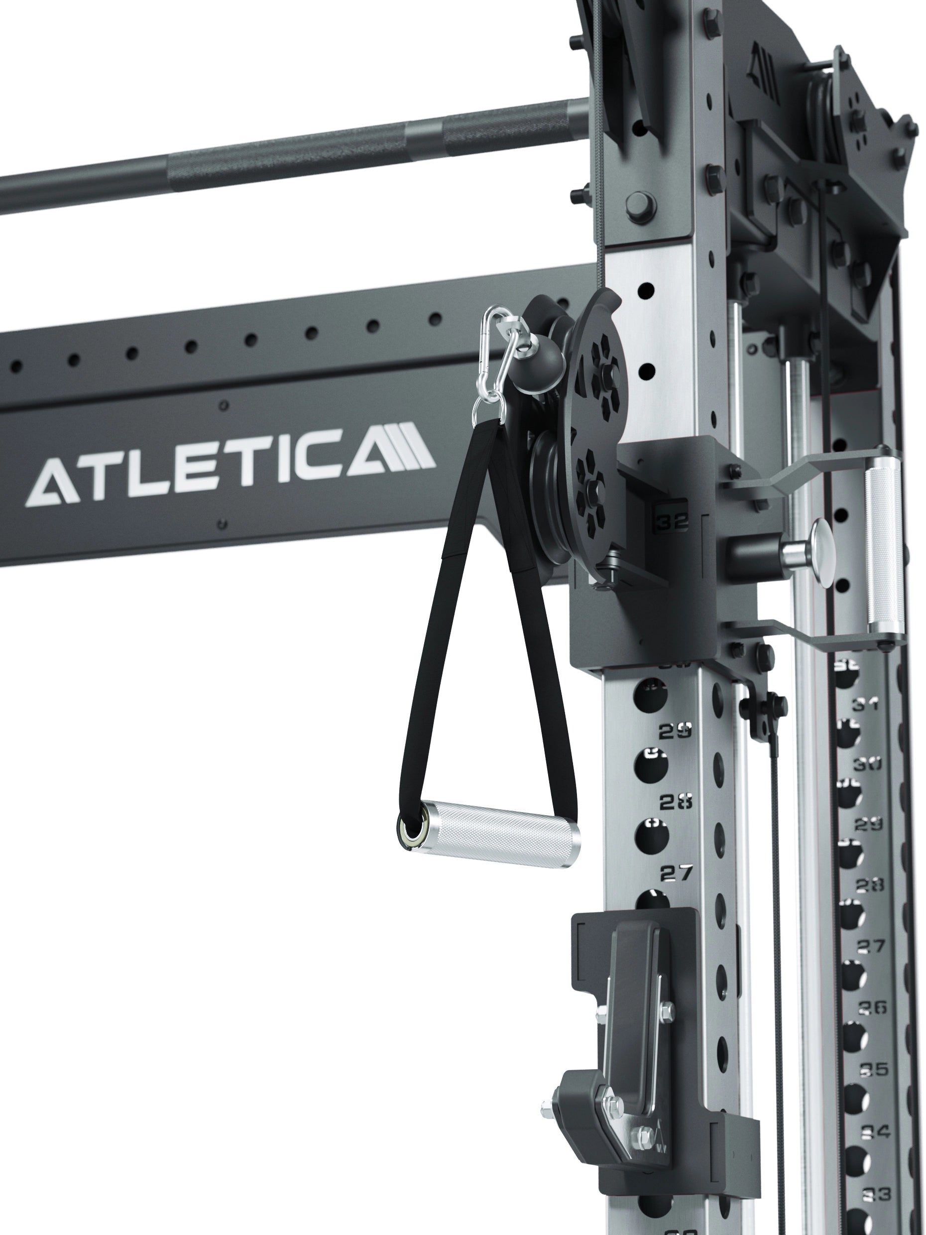 Power Rack R8-Bradley Kabelzug Station: Power Rack mit Seilzug und 2x90kg seitlichen Gewichtsblocks | Modular ausbaubar mit Multipresse und Jammer Arms | 
