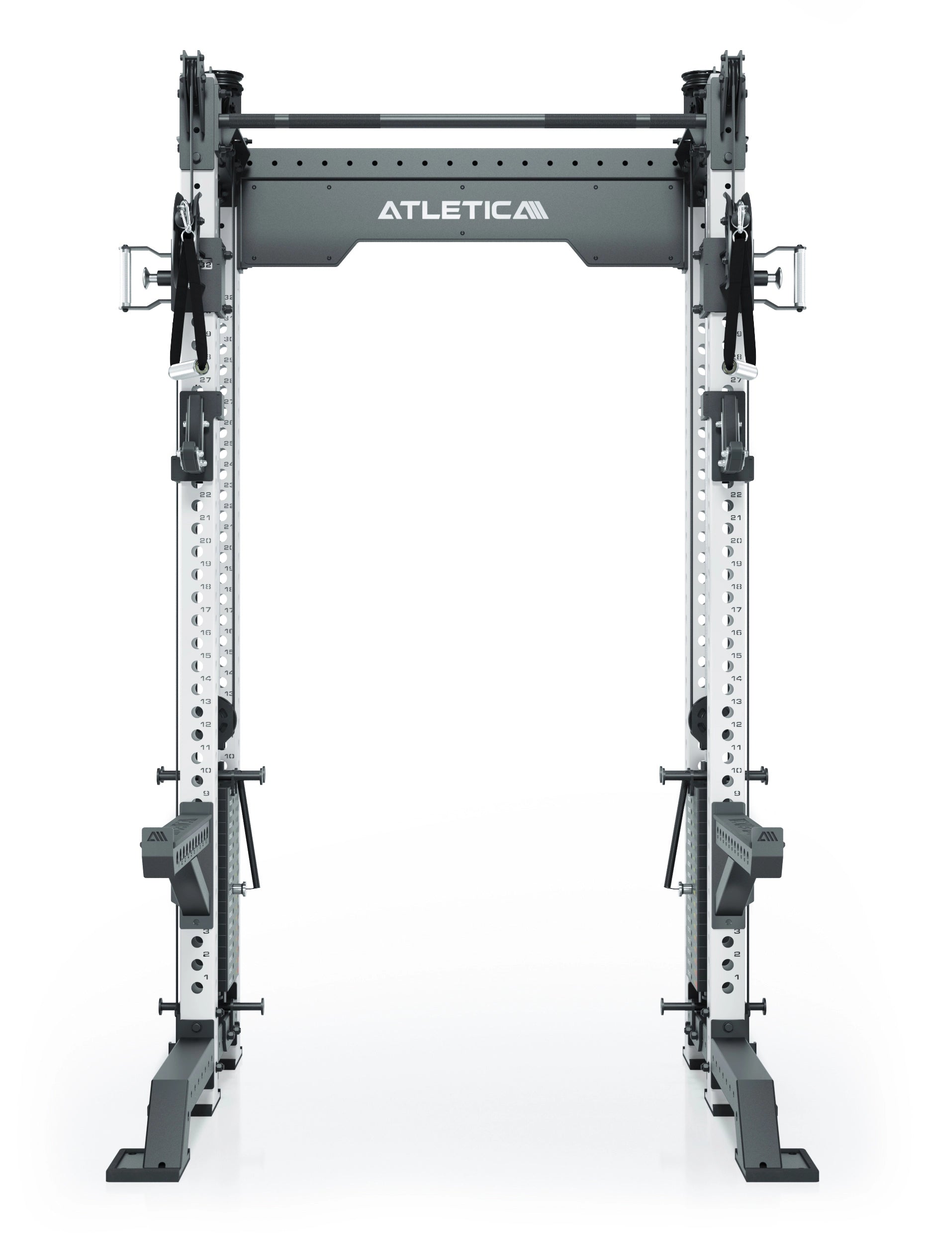 Power Rack R8-Bradley Kabelzug Station: Power Rack mit Seilzug und 2x90kg seitlichen Gewichtsblocks | Modular ausbaubar mit Multipresse und Jammer Arms | 