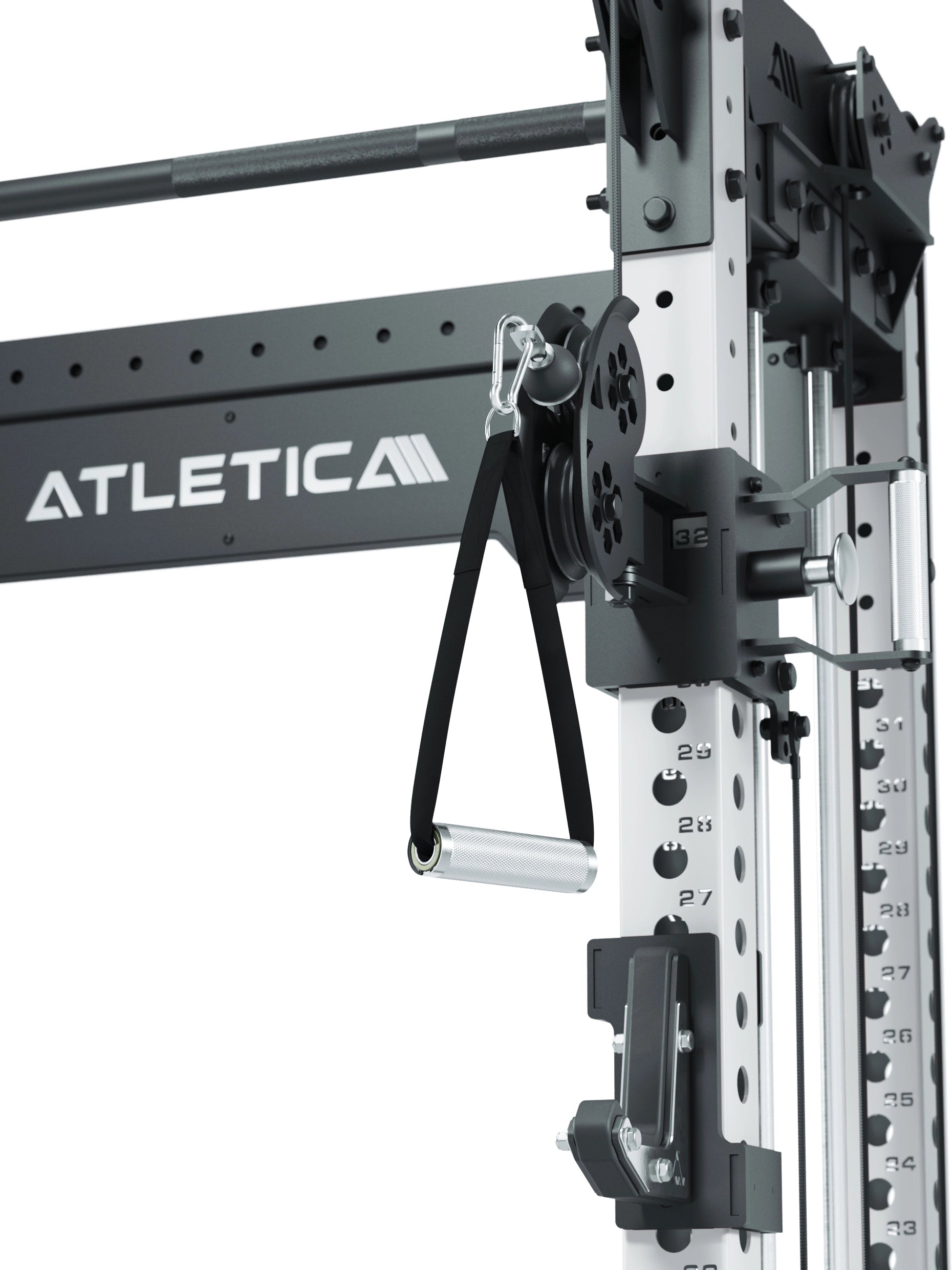 Power Rack R8-Bradley Kabelzug Station: Power Rack mit Seilzug und 2x90kg seitlichen Gewichtsblocks | Modular ausbaubar mit Multipresse und Jammer Arms | 