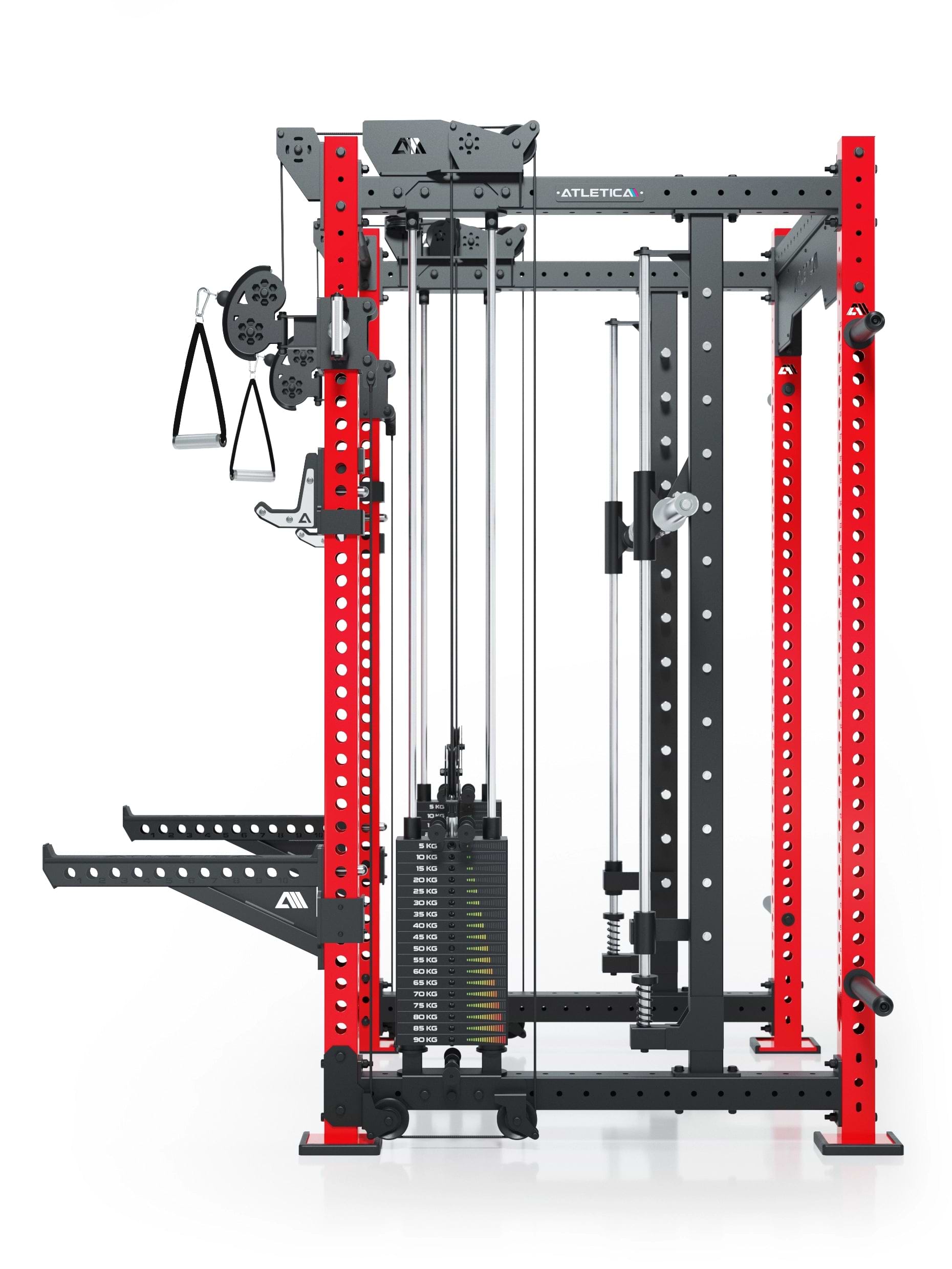 Power Racks: R8 R8 Bradley | Power Rack mit 2x90kg seitlichen Gewichtsblocks, Smith Machine und dualem Kabelzug,