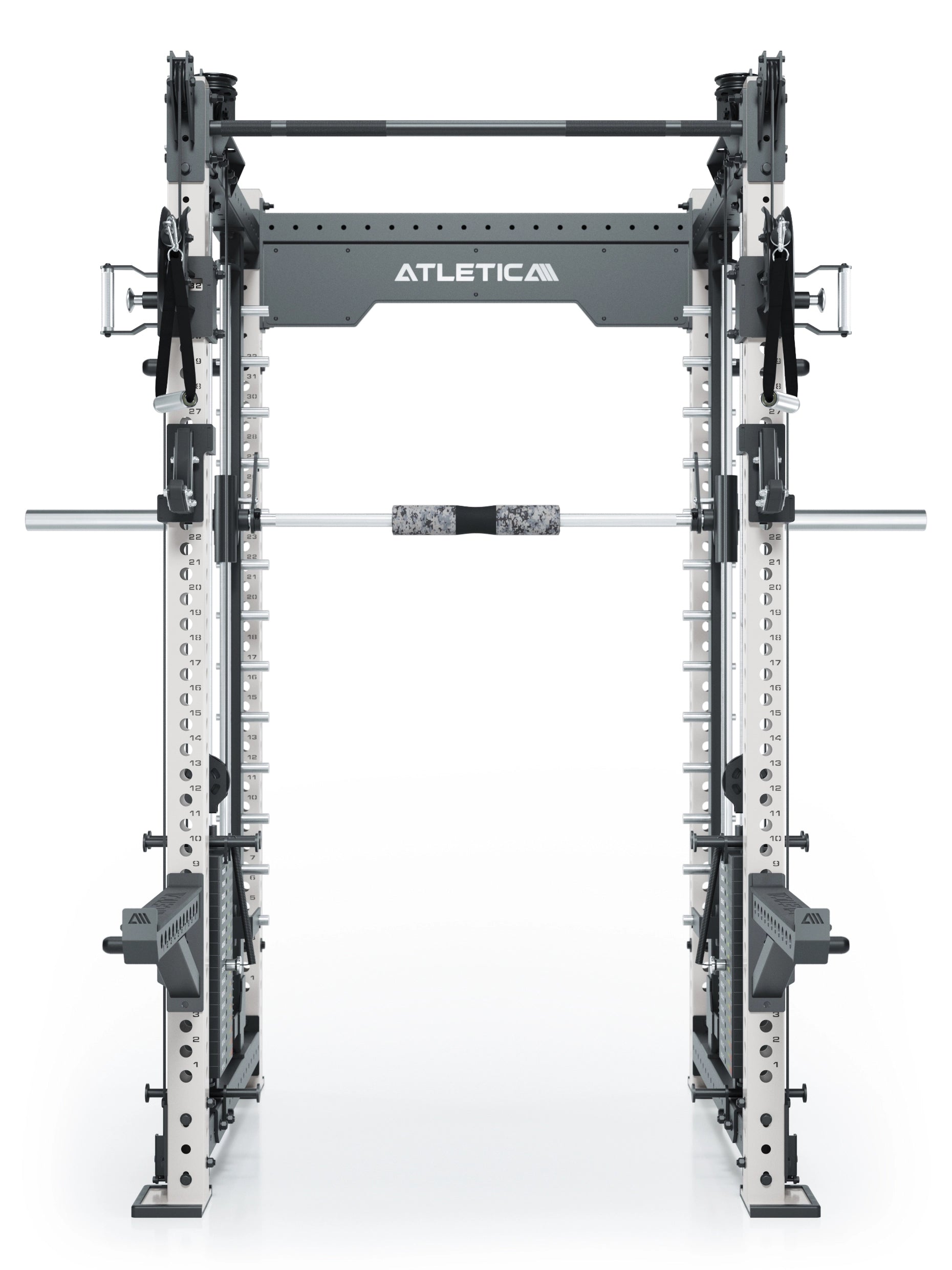 Power Racks: R8 R8 Bradley | Power Rack mit 2x90kg seitlichen Gewichtsblocks, Smith Machine und dualem Kabelzug, 