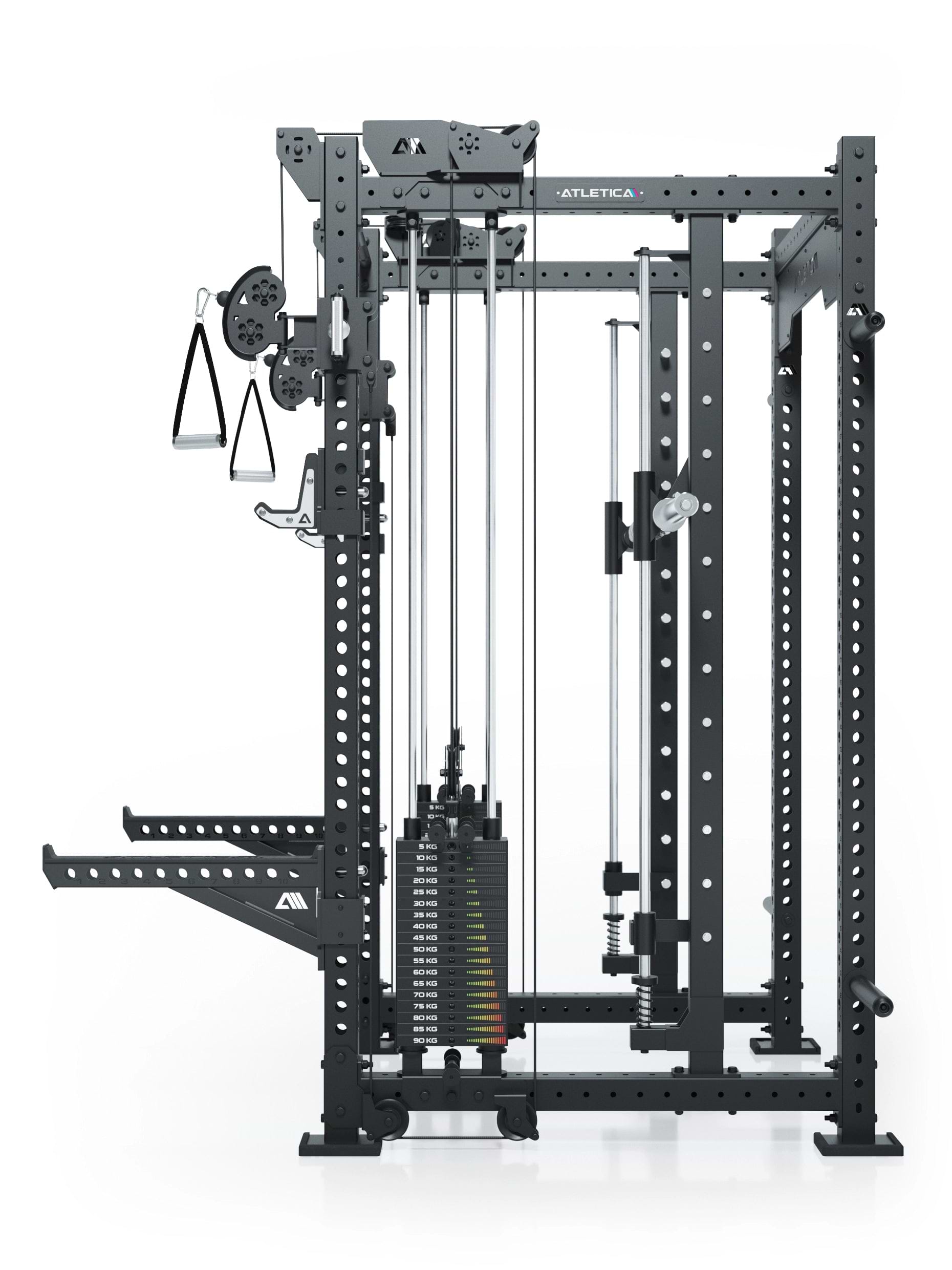 Dualer Kabelzug mit 2x95kg seitlichen Gewichtsblöcken | Sehr stabil | Modular ausbaubar mit Anbauteilen wie Smith Machine und Jammer Arms I Schwarz