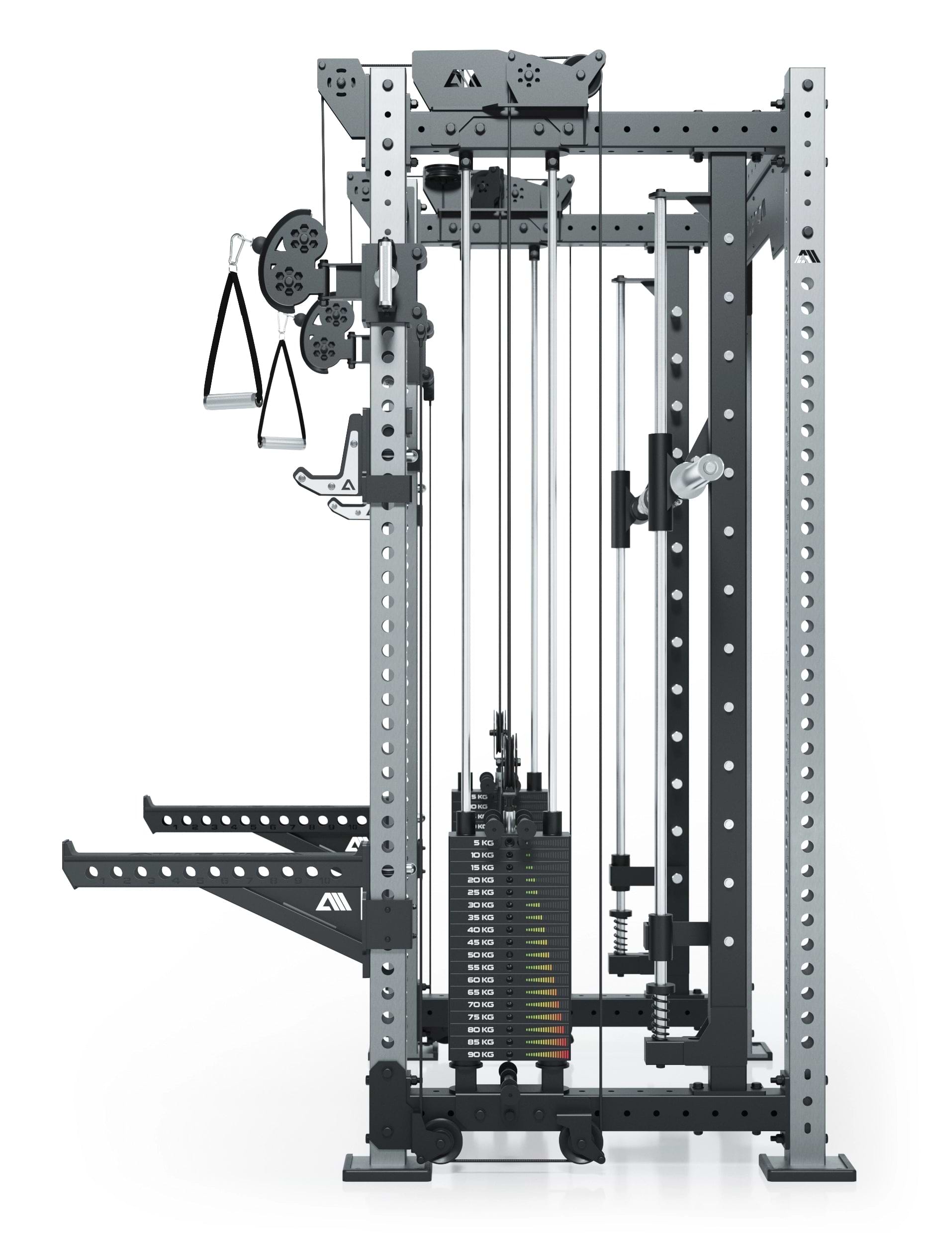 Dualer Kabelzug mit 2x95kg seitlichen Gewichtsblöcken | Sehr stabil | Modular ausbaubar mit Anbauteilen wie Jammer Arms I Mittel Combat I Edelstahl