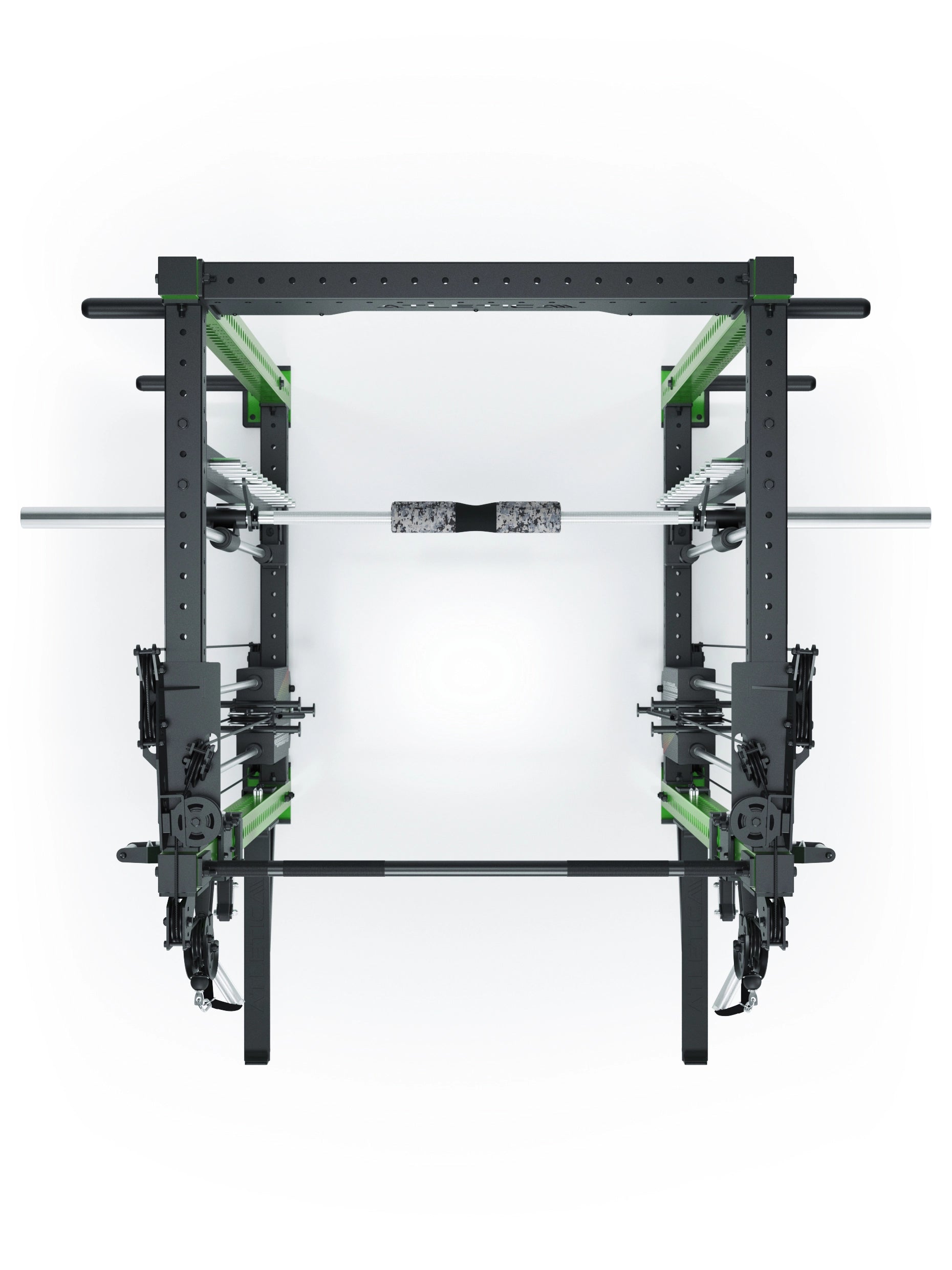 Power Racks: R8 R8 Bradley | Power Rack mit 2x90kg seitlichen Gewichtsblocks, Smith Machine und dualem Kabelzug, 