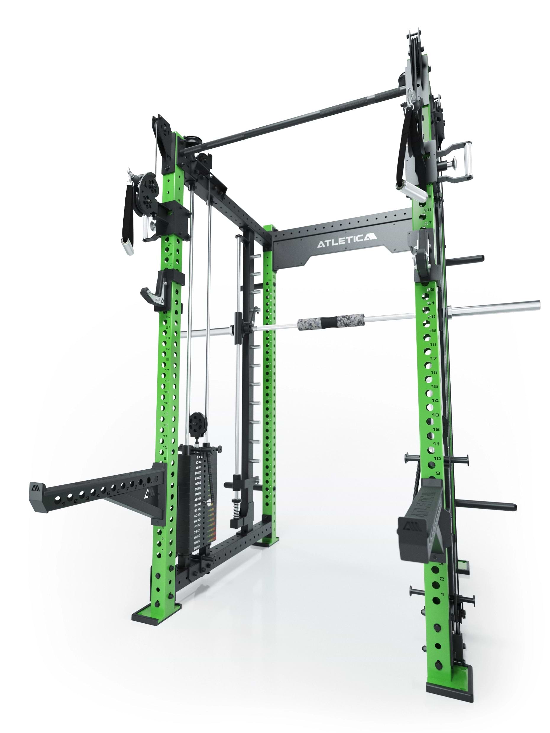 Power Racks: R8 R8 Bradley | Power Rack mit 2x90kg seitlichen Gewichtsblocks, Smith Machine und dualem Kabelzug,