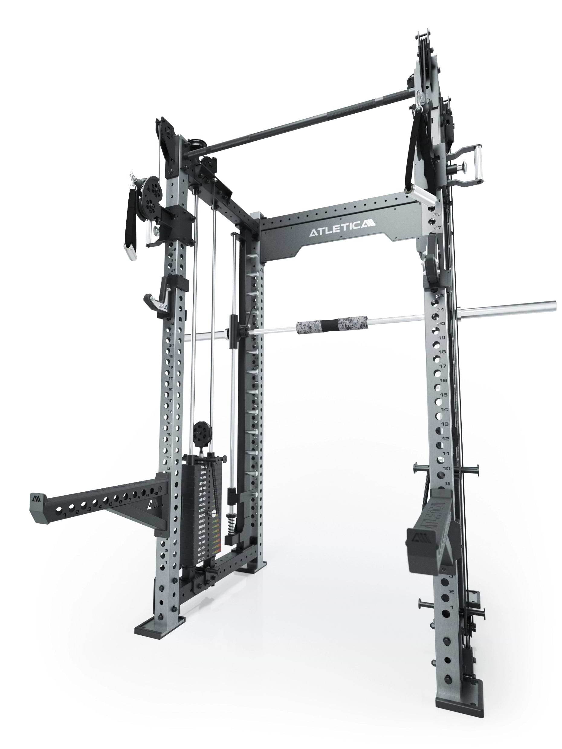Dualer Kabelzug mit 2x95kg seitlichen Gewichtsblöcken | Sehr stabil | Modular ausbaubar mit Anbauteilen wie Smith Machine und Jammer Arms