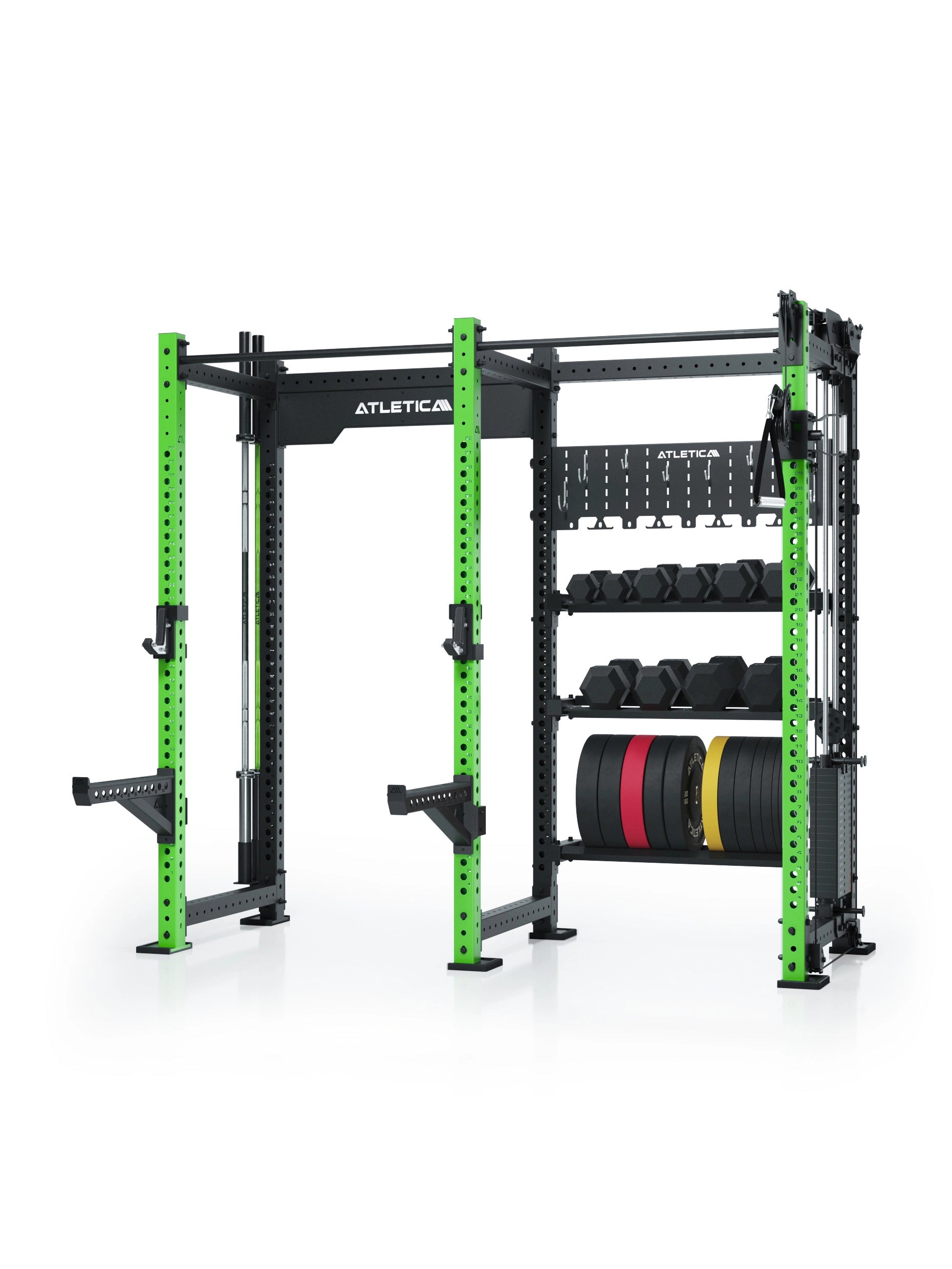 R8 Falcon R – kompaktes Power Rack mit Kabelzug, 90-kg-Gewichtsblock (2,5-kg-Sprünge) & komplettem Storage-System – ideal für Studios & PT. 