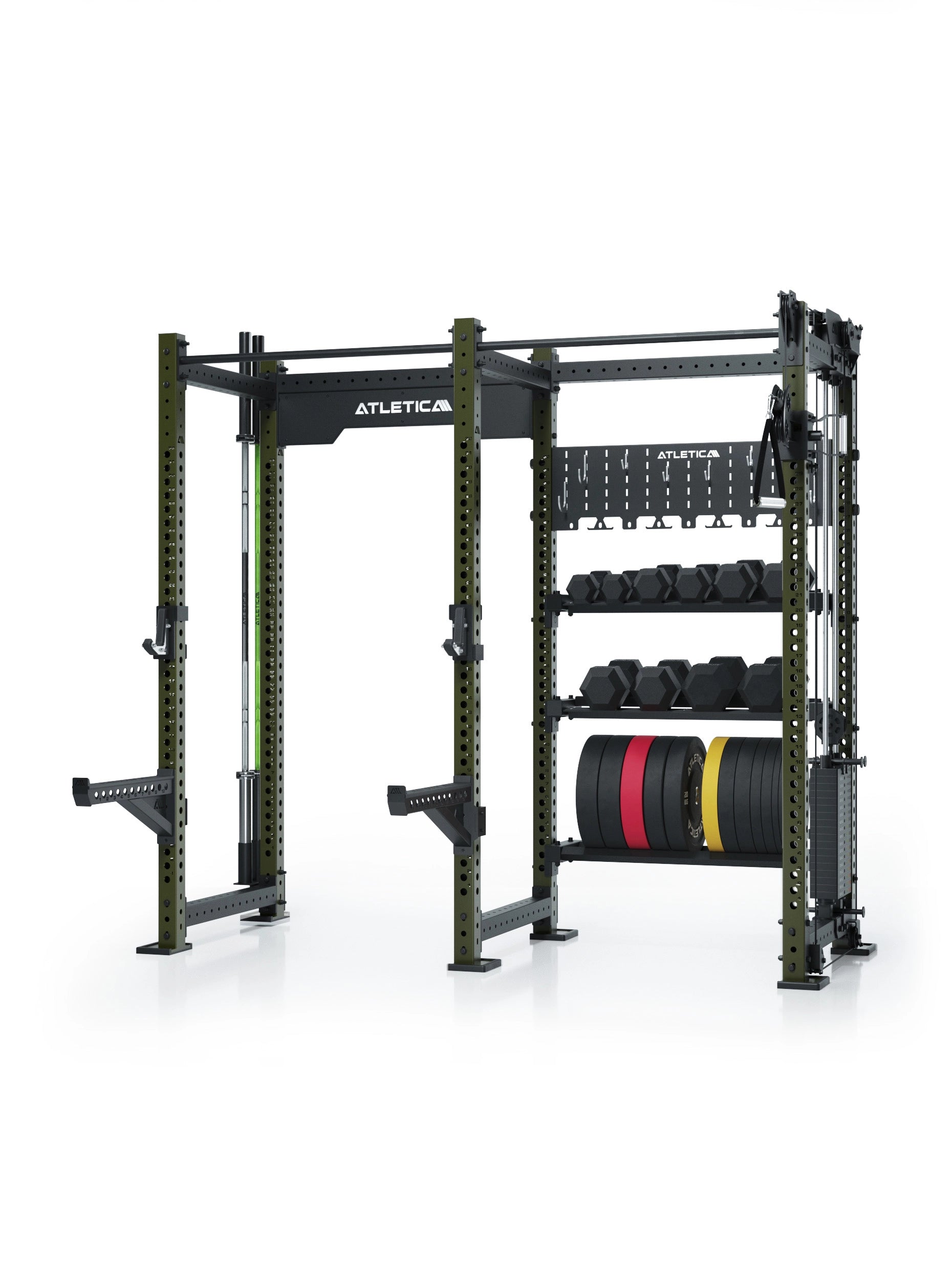 R8 Falcon R – kompaktes Power Rack mit Kabelzug, 90-kg-Gewichtsblock (2,5-kg-Sprünge) & komplettem Storage-System – ideal für Studios & PT. 