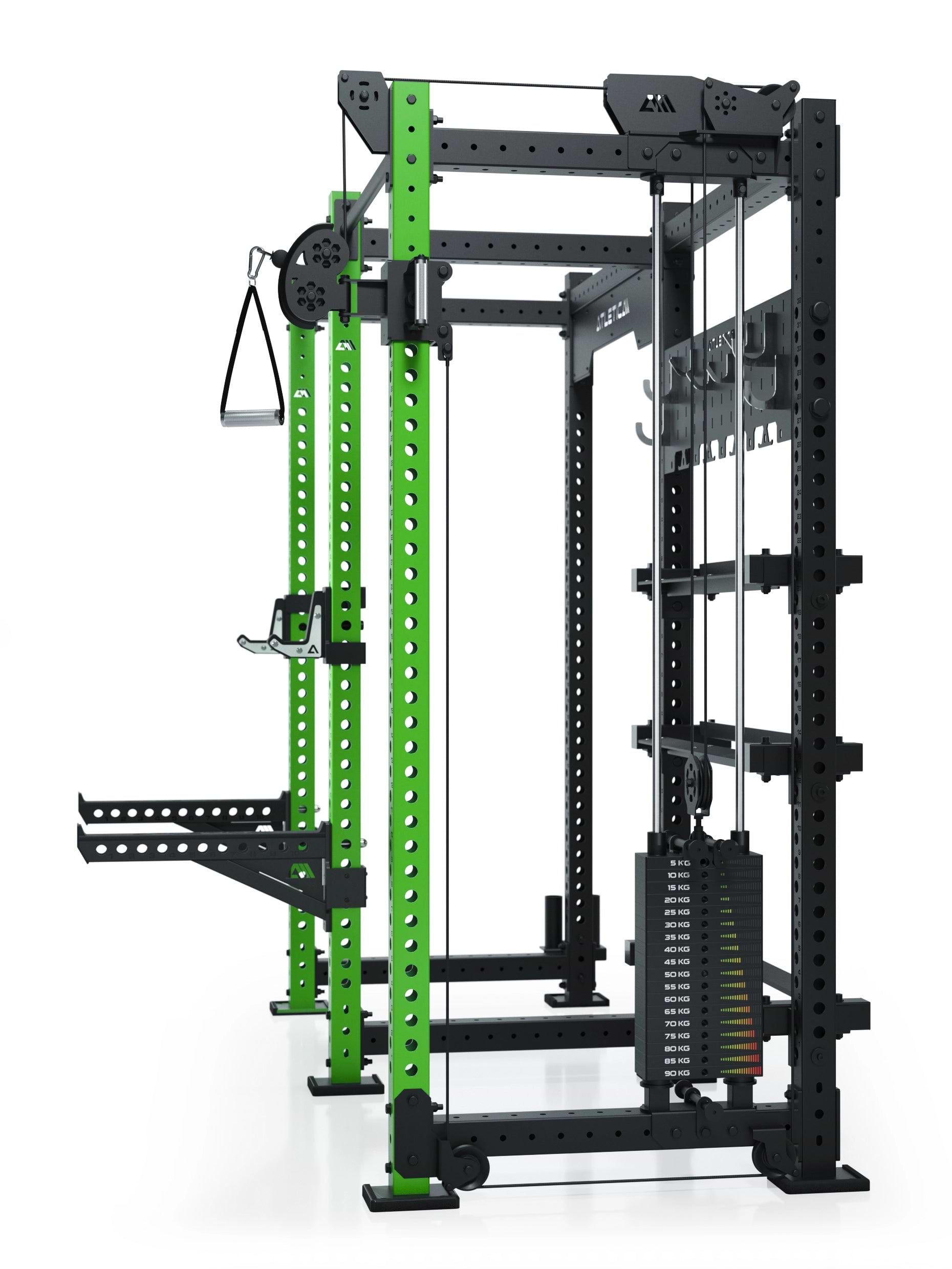 R8 Falcon R – kompaktes Power Rack mit Kabelzug, 90-kg-Gewichtsblock (2,5-kg-Sprünge) & komplettem Storage-System – ideal für Studios & PT.