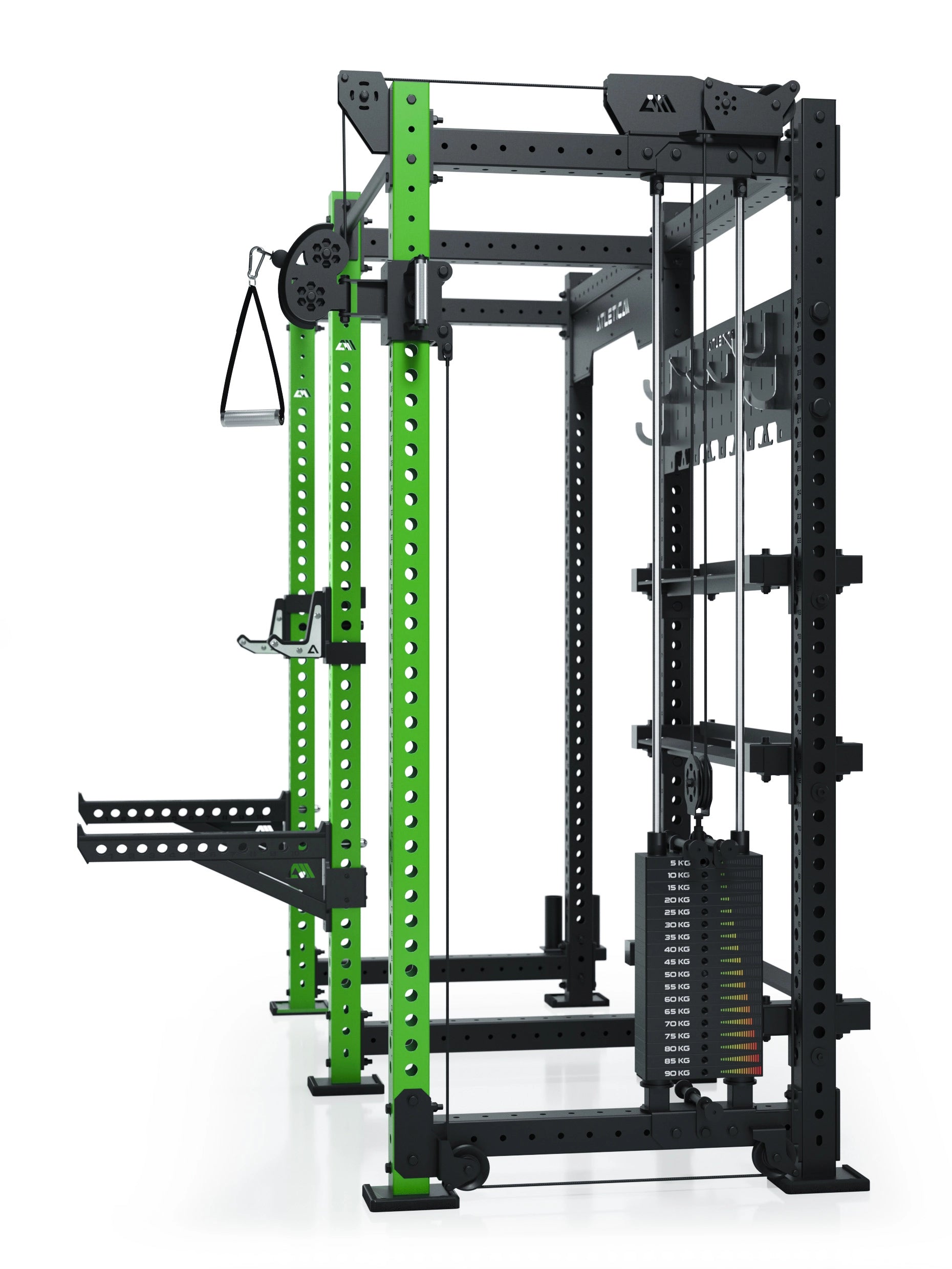 R8 Falcon R – kompaktes Power Rack mit Kabelzug, 90-kg-Gewichtsblock (2,5-kg-Sprünge) & komplettem Storage-System – ideal für Studios & PT. 