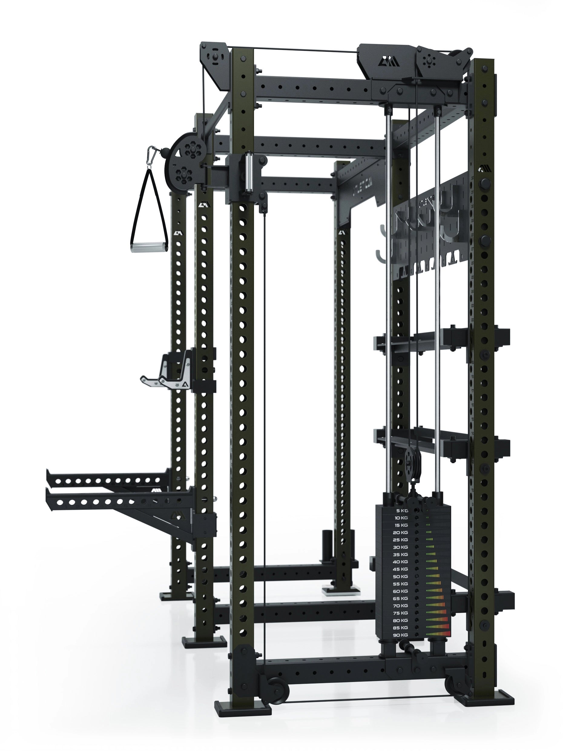 R8 Falcon R – kompaktes Power Rack mit Kabelzug, 90-kg-Gewichtsblock (2,5-kg-Sprünge) & komplettem Storage-System – ideal für Studios & PT. 