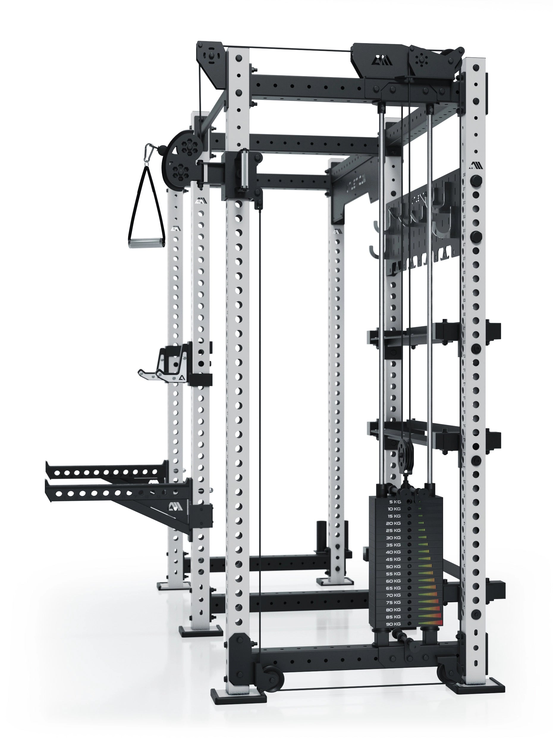 R8 Falcon R – kompaktes Power Rack mit Kabelzug, 90-kg-Gewichtsblock (2,5-kg-Sprünge) & komplettem Storage-System – ideal für Studios & PT. 