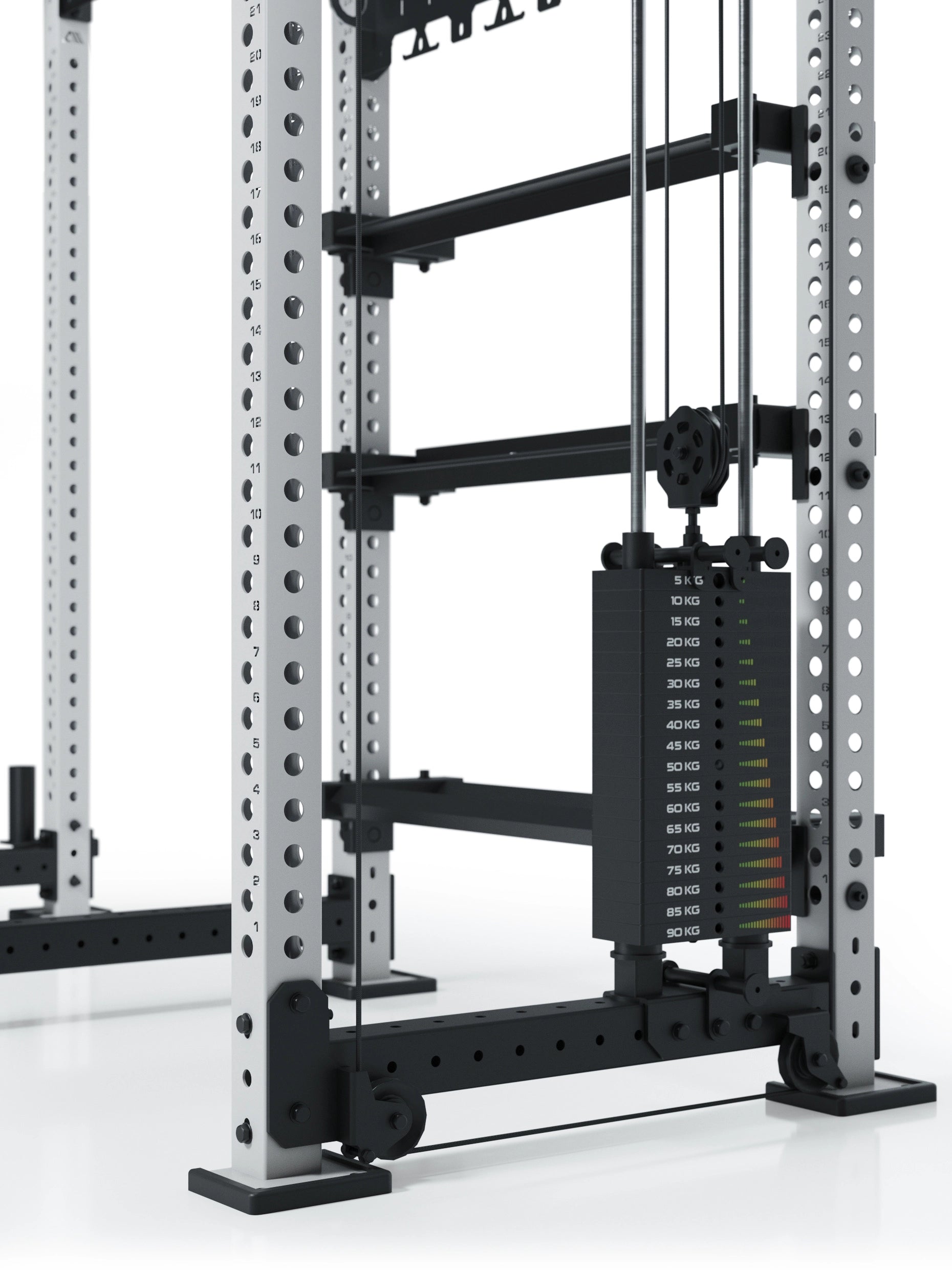 R8 Falcon R – kompaktes Power Rack mit Kabelzug, 90-kg-Gewichtsblock (2,5-kg-Sprünge) & komplettem Storage-System – ideal für Studios & PT. 