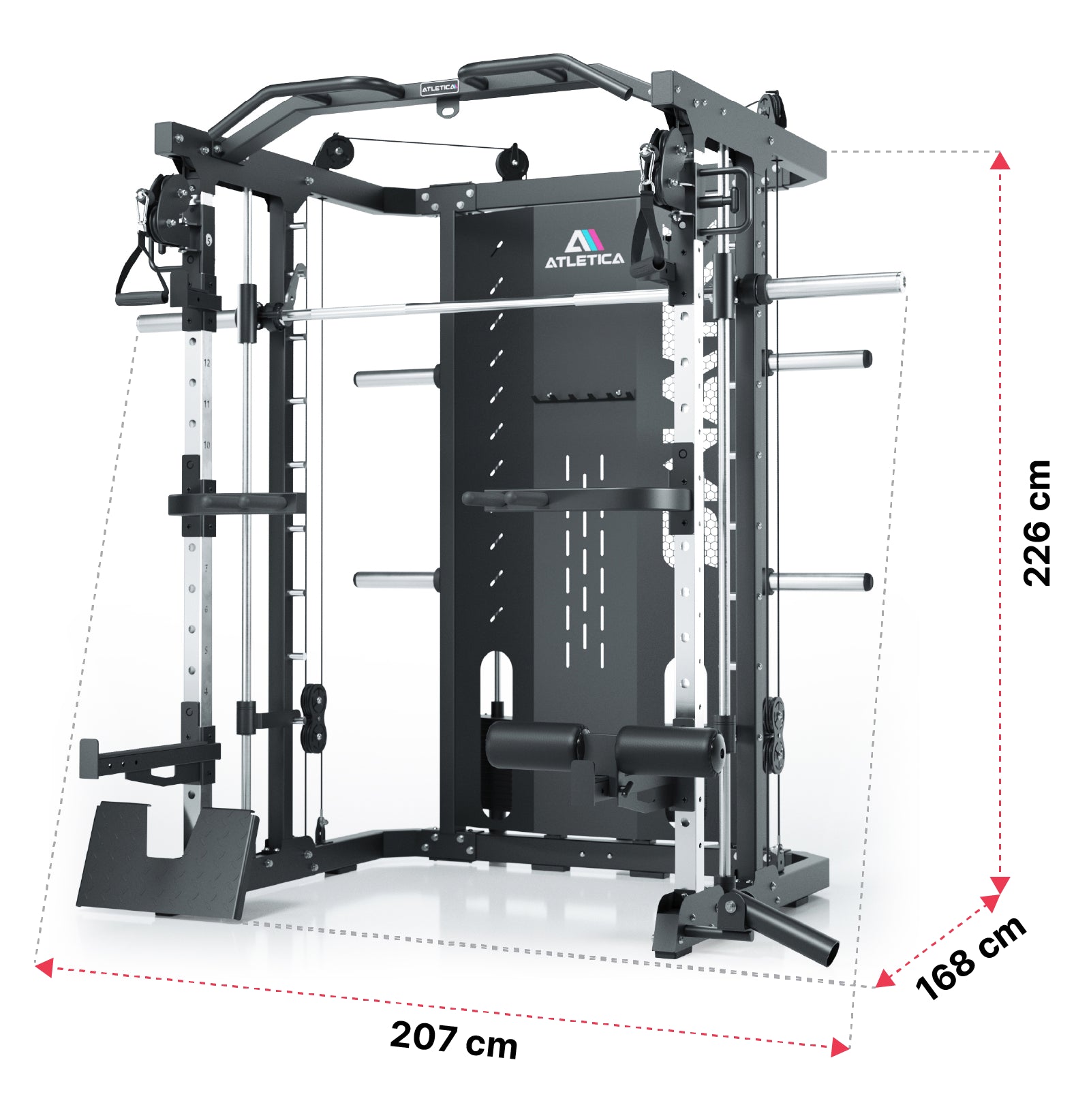 SWAT Classic Multipresse von Atletica: Dimensionen