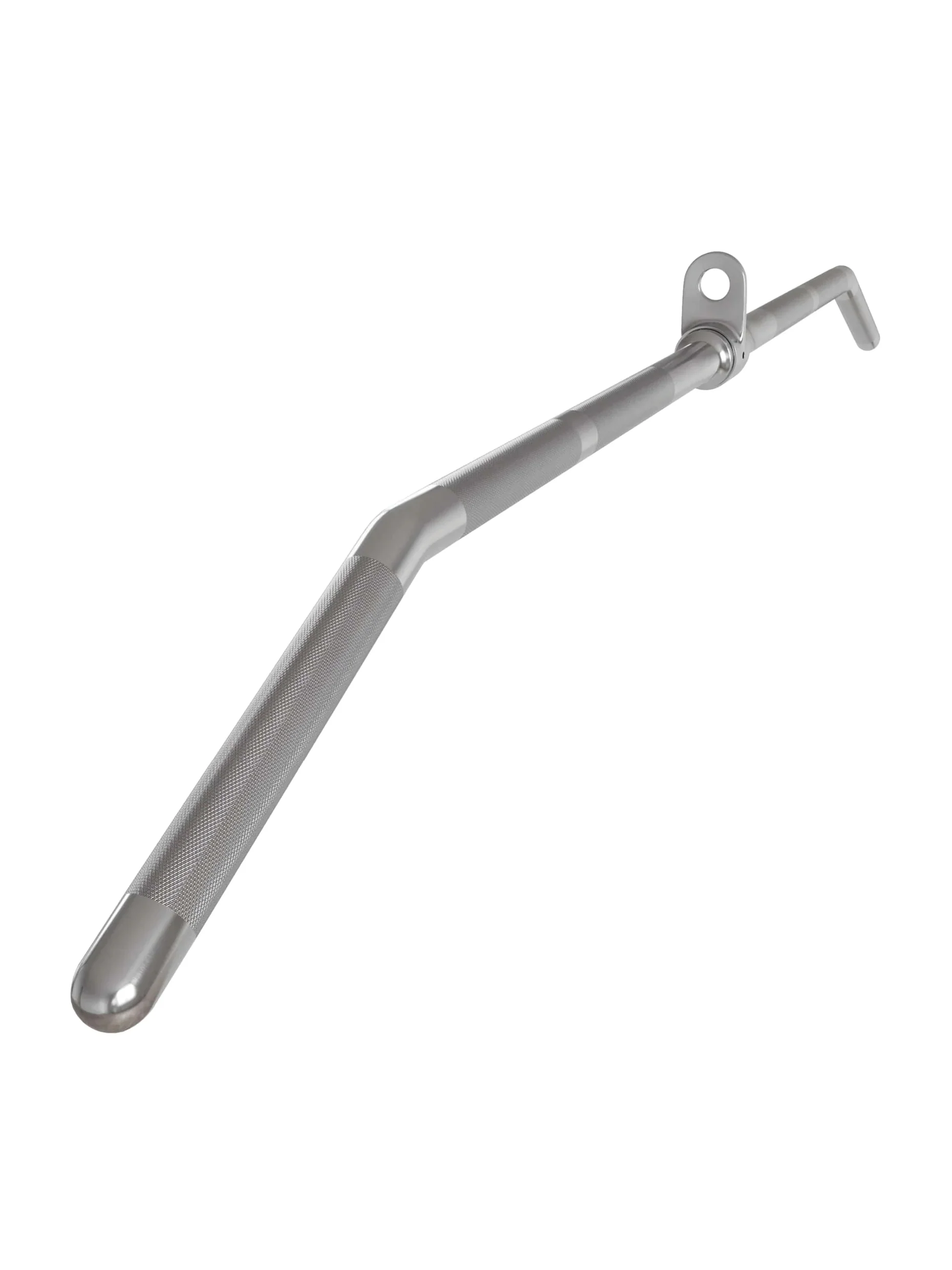 Zuggriffe und Stangen, Latzug-Griff: Verchromter Vollstahl | Gerändelte Griffbereiche mit Markierungen | 122 cm Länge | 25 mm Ø | Drehgelenk und angewinkelte Enden