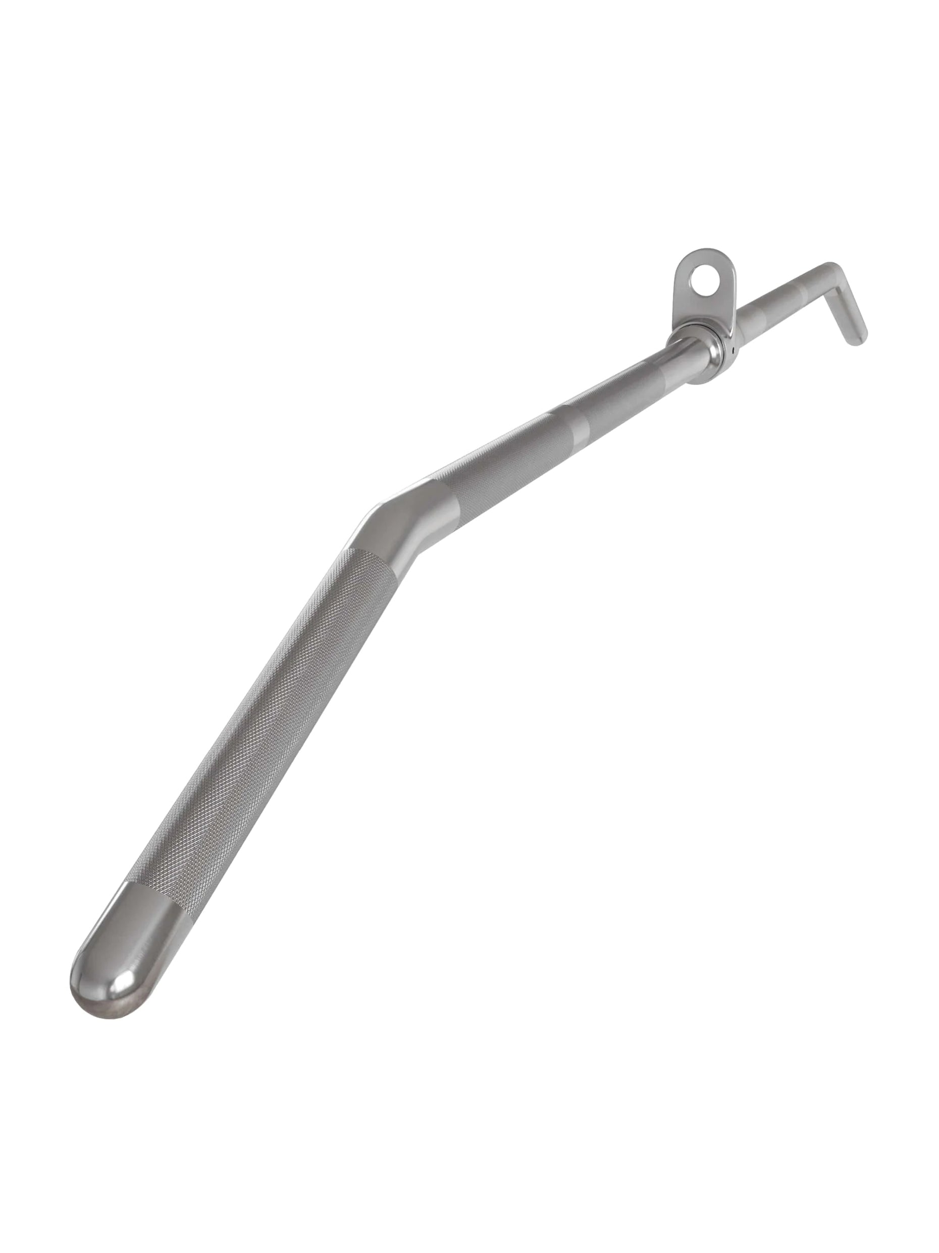 Zuggriffe und Stangen, Latzug-Griff: Verchromter Vollstahl | Gerändelte Griffbereiche mit Markierungen | 122 cm Länge | 25 mm Ø | Drehgelenk und angewinkelte Enden