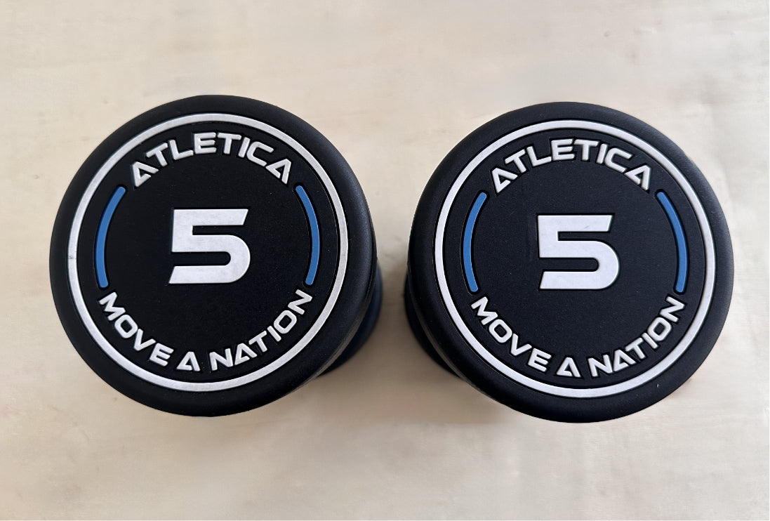 Gewichtsangaben der Rundhanteln Pro von Atletica, 5kg Paar