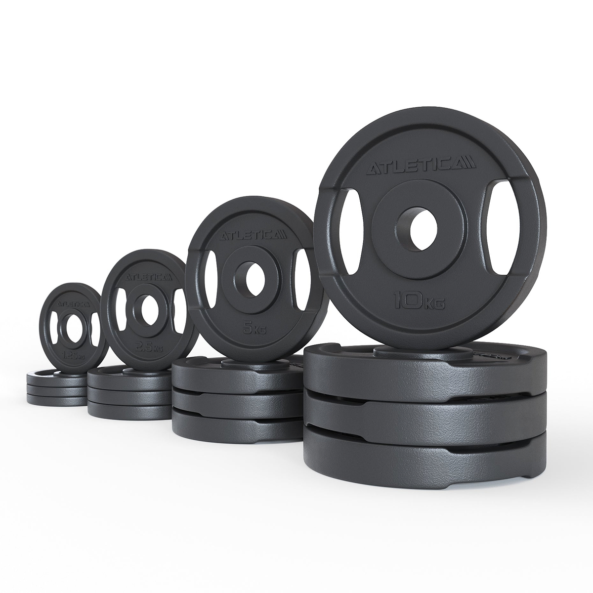 Disques Haltères Fonte AtHaus 1.25 à 20kg - 30/31mm Barre Standard Musculation PRO