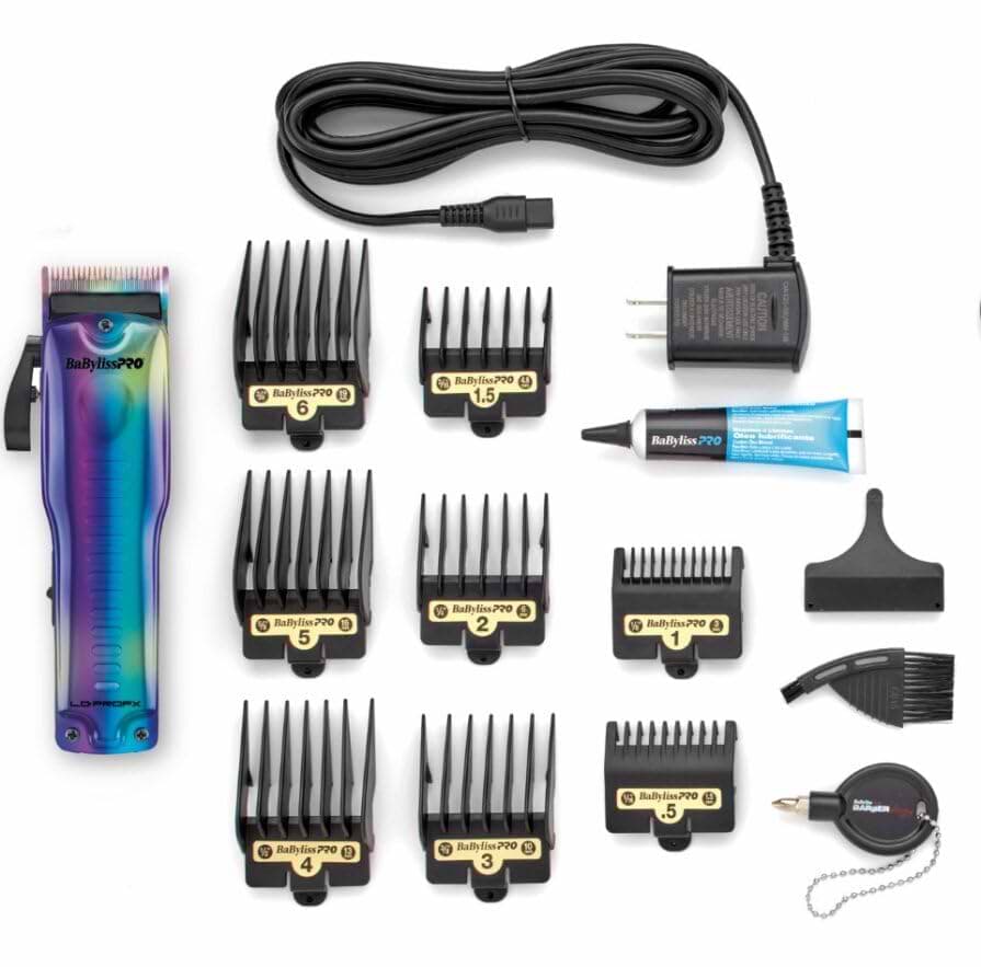 BabylissPRO LoProFX LIMITED EDITION IRIDESCENT Clipper FX825RB with 4-in-1 TurboJet Air Duster